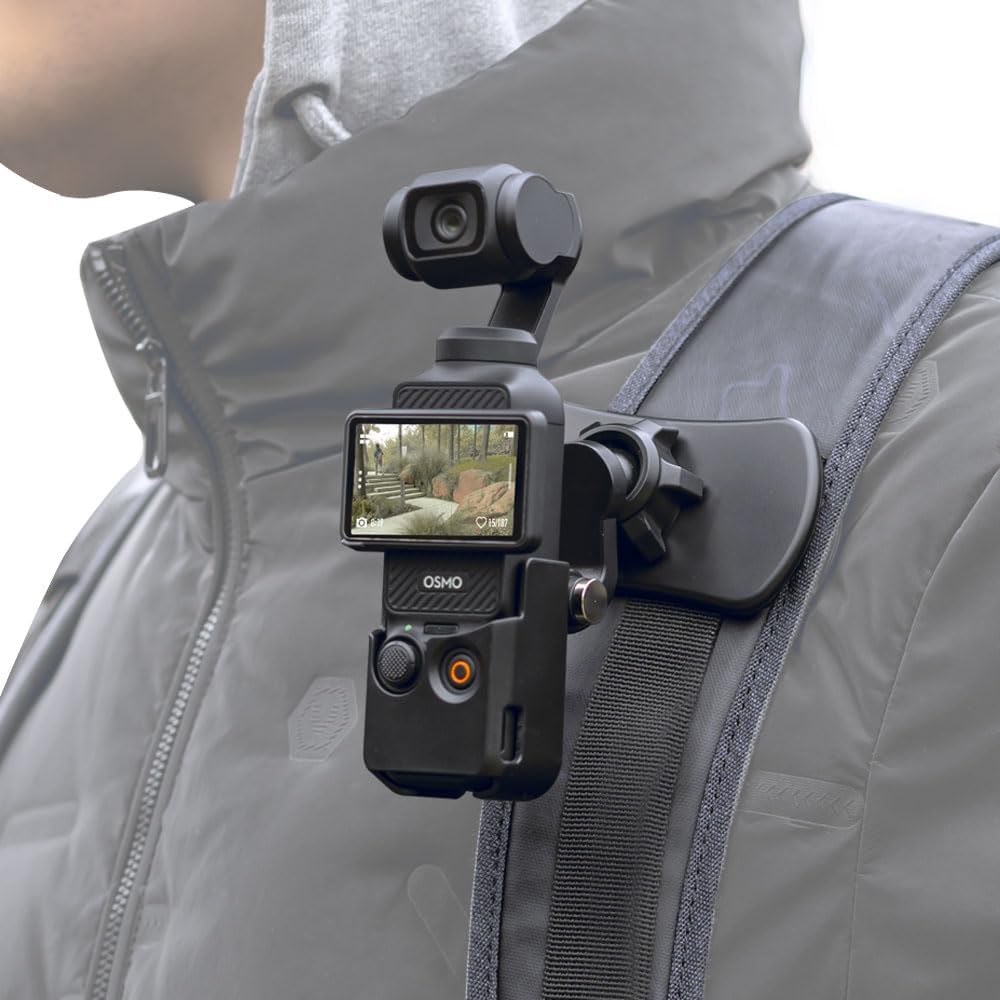 SUREWO 360° Rotation Backpack Strap Mount,Quick Clip Mount with Expand Frame Compatible with DJI Osmo Pocket 3