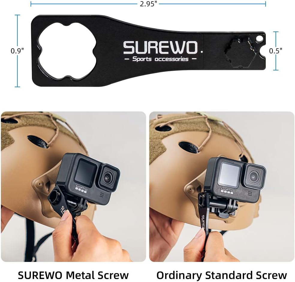 SUREWO Aluminum NVG Mount Compatible with GoPro Hero 13/12/11/10/9/8/7/6/5 Black, Tactical Helmet NVG Mount Compatible with DJI Osmo Action 5 pro/4/3/2,Insta360 ONE R/Crosstour and Most Action Cameras