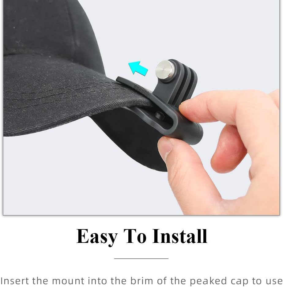 SUREWO Baseball Hat Clip Mount Baseball Cap Clamp Quick Release Mount Compatible with GoPro Hero 13 12 11 10 9 8 7 6 5 Black,DJI Osmo Action 5 pro/4/3/2,AKASO/Crosstour/Campark and More