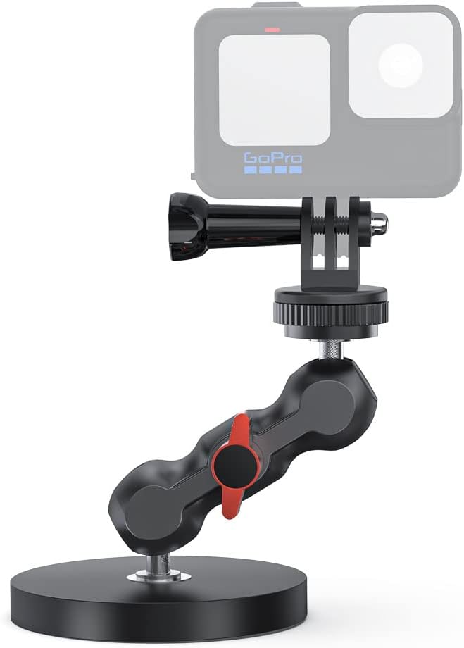 SUREWO Magnetic Camera Mount for GoPro,Strong Magnetic Mount with 360° Rotation Ball Head Compatible with GoPro Hero 13 12 11 10 9 8 7 6 5 Black,DJI Osmo Action 5 Pro/4/3,AkASO and More