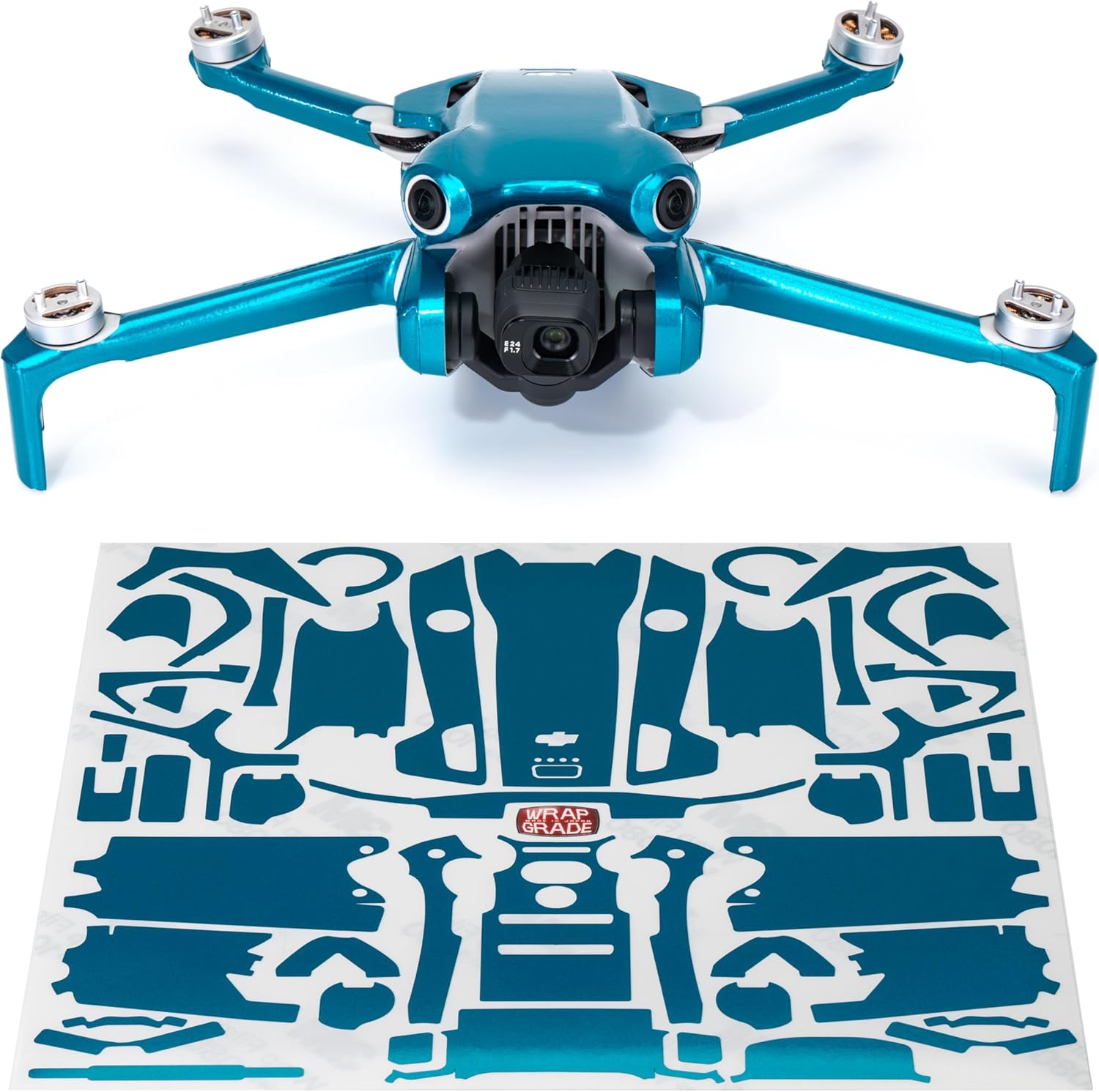 WRAPGRADE Skin Stickers Compatible with DJI Mini 4 Pro | Full Wrap (Caribbean Blue)