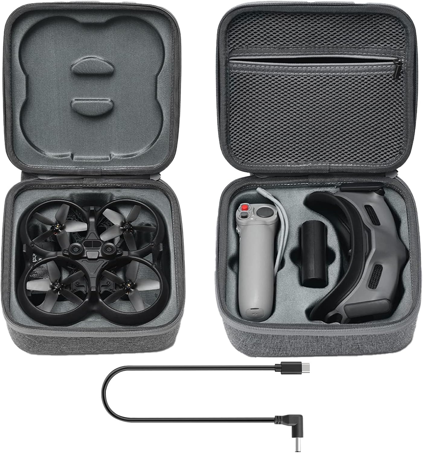 Avata Case for DJI Avata with Type C Battery Power Cable, Compact Portable Carrying Case Travel Bag for DJI Avata, Goggles 2 Motion Controller Accessories