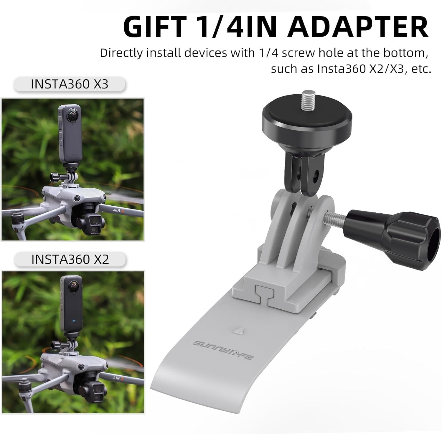 BTG Multifuntional Action Camera Adapter Mount for DJI Mavic Air 3 Drone Accessories Action Camera Mount Holder