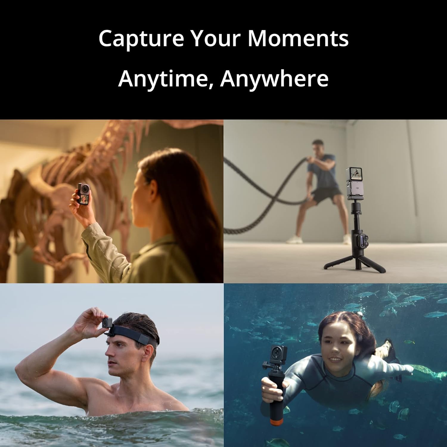 DJI Action 2 Power Combo (128GB), Action Camera 4K + Extended Battery Module, 4K/120fps, Super-Wide 155° FOV, Magnetic Attachments, Stabilization Technology, Mini Action Camera