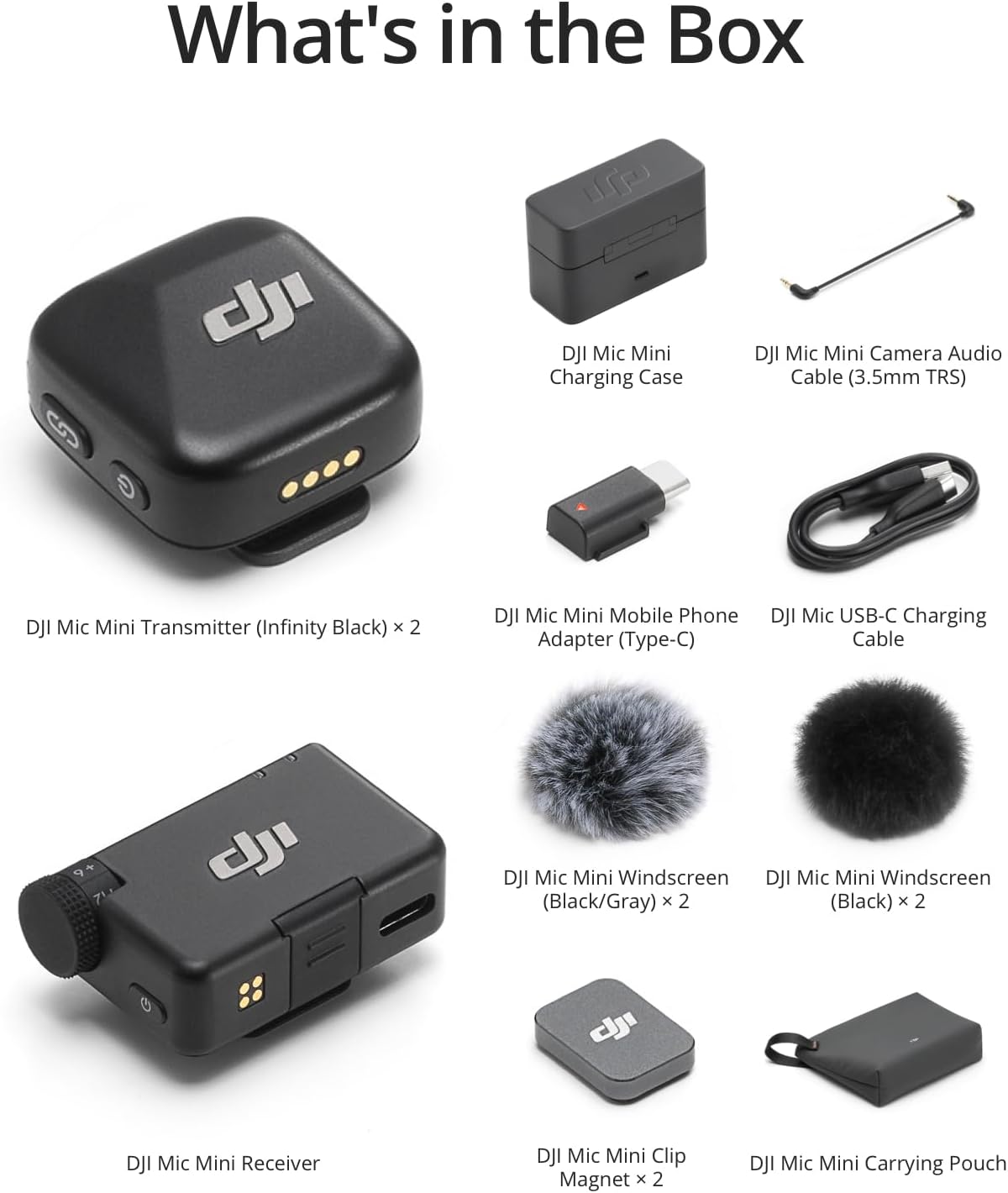 DJI Mic Mini (2 TX + 1 RX + Charging Case), Ultralight, Detail-Rich Audio, 48h Use, Noise Cancelling, Automatic Limiting, Wireless Microphone for Camera/iPhone/Android, Vlog, Streaming