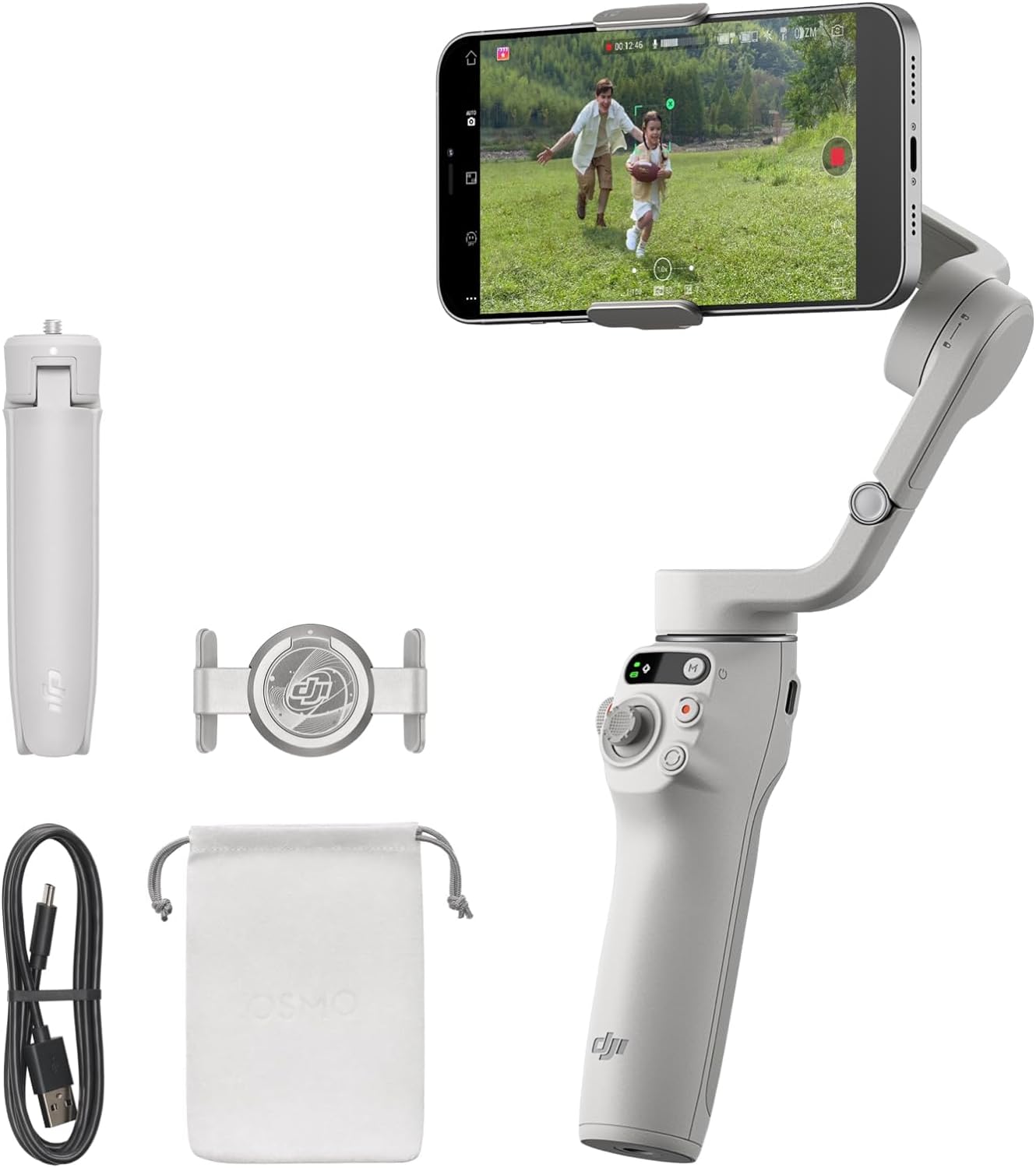 DJI Osmo Mobile 6, 3-Axis Phone Gimbal, Object Tracking, Built-in Extension Rod, Portable and Foldable, Gimbal Stabilizer for iPhone, Andriod, YouTube TikTok Video, Platinum Gray