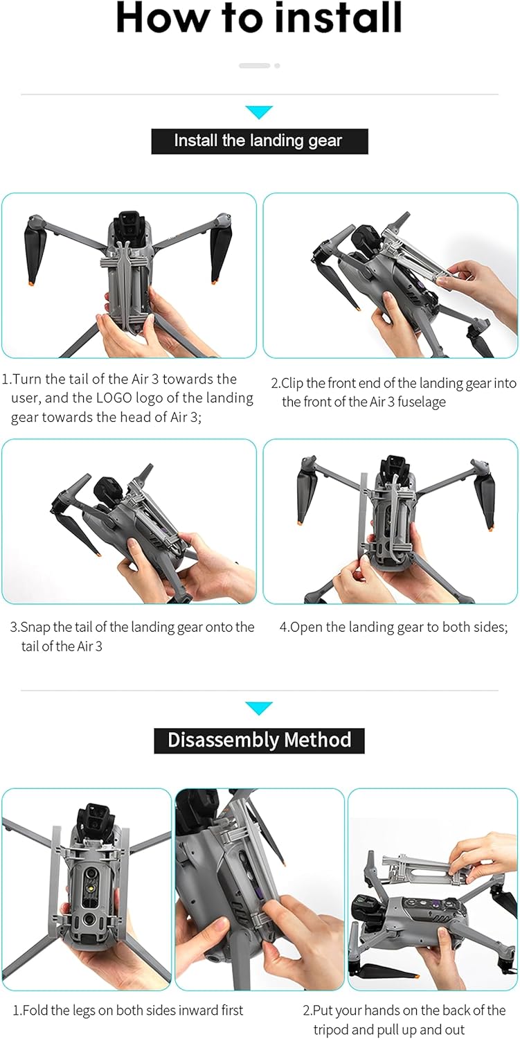 Landing Gear for DJI Air 3, Foldable Extended Kit Landing Leg for DJI Air 3 Fly More Combo Drone Accessories