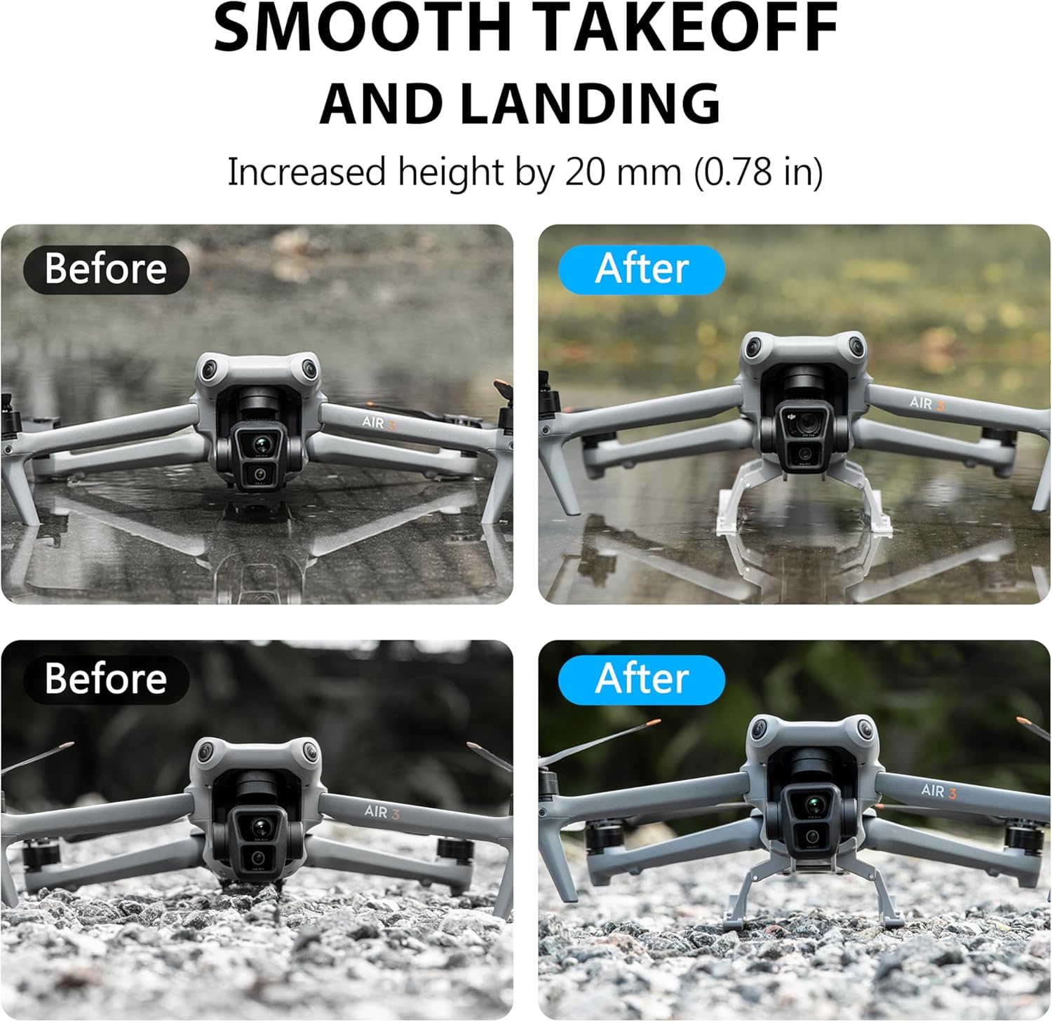 Landing Gear for DJI Air 3/3S Accessories, Foldable Extended Quick Release Drone Protector for DJI Air 3/3S Fly More Combo