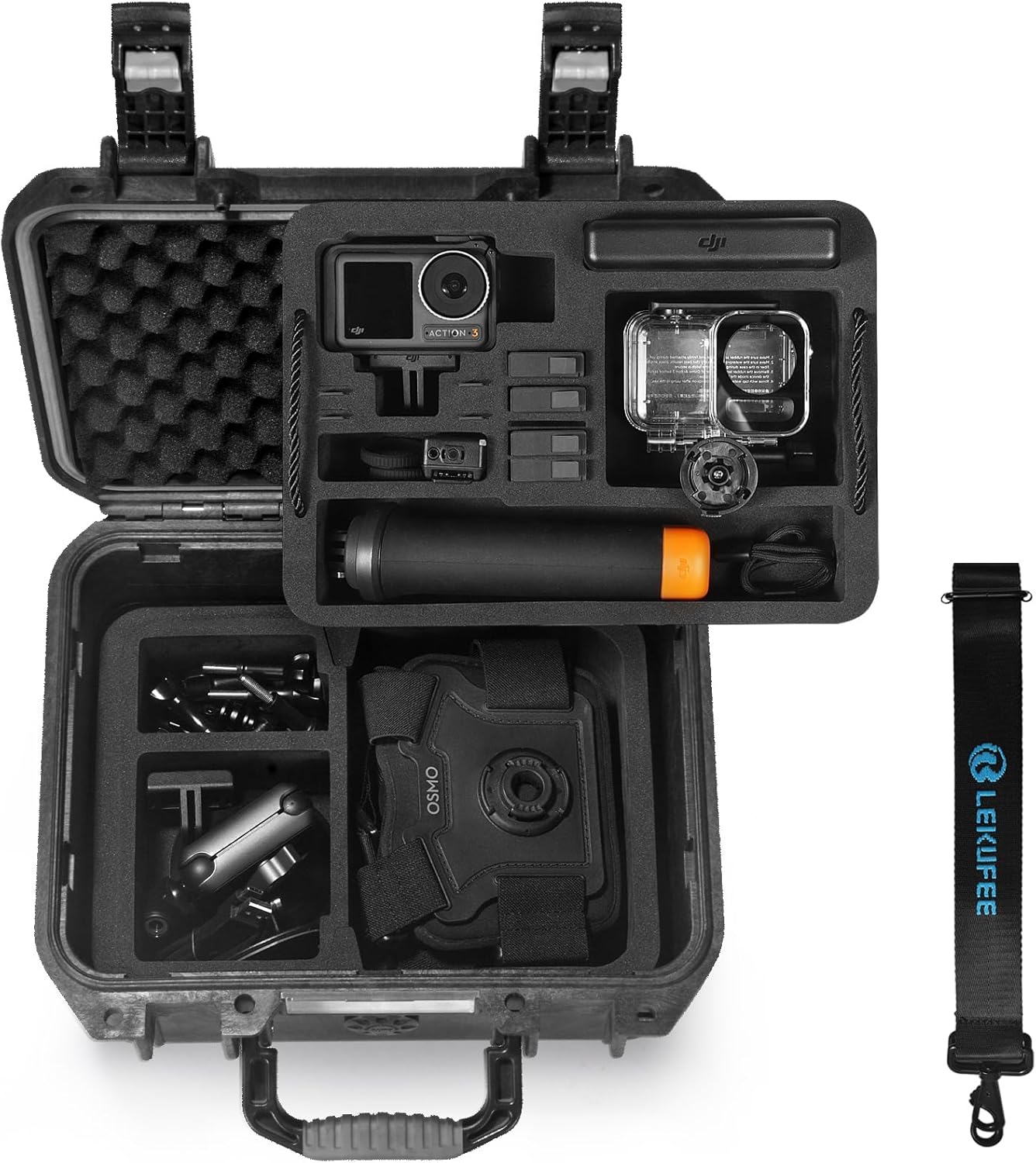 Lekufee Portable Waterproof Hard Case Compatible with DJI Osmo Action 5 Pro,Osmo Action 4,Osmo Action 3 Camera,Adventure Combo,Standard Combo and More Accessories(Case Only)