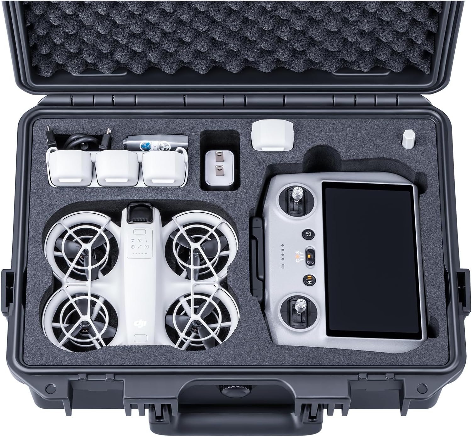 Lykus Titan N110 Waterproof Hard Case for DJI Neo Combo, RC-N3/DJI RC 2, Support Up to 7 batteries [CASE ONLY]