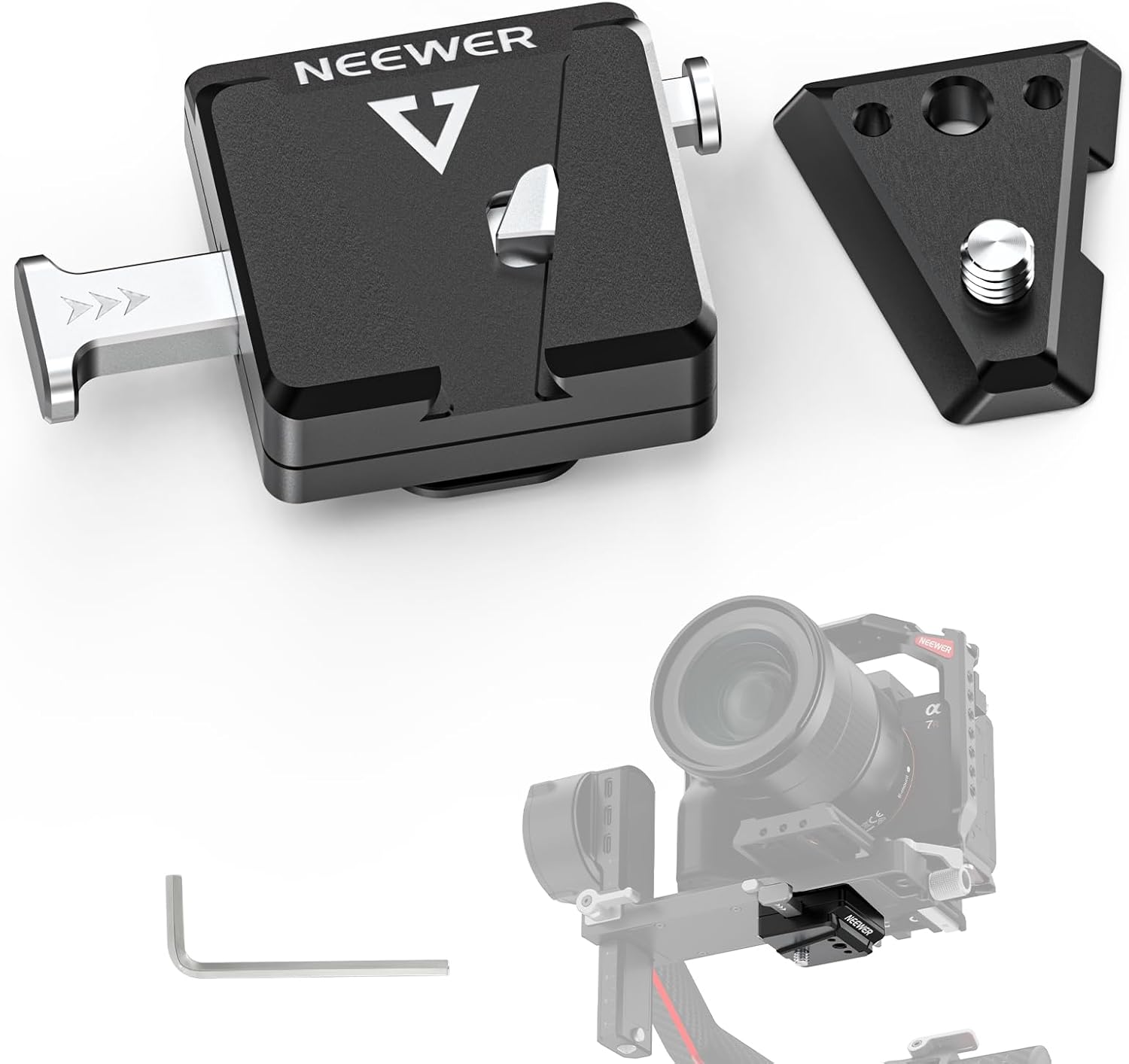 NEEWER Mini V Mount Battery Plate Compatible with DJI RS4 Pro RS3 Pro RS2 RSC2 Gimbal, Quick Release Anti Drop for V Lock  NP-F Battery Compatible with SmallRig V Mount Battery NEEWER PS099E, GA009