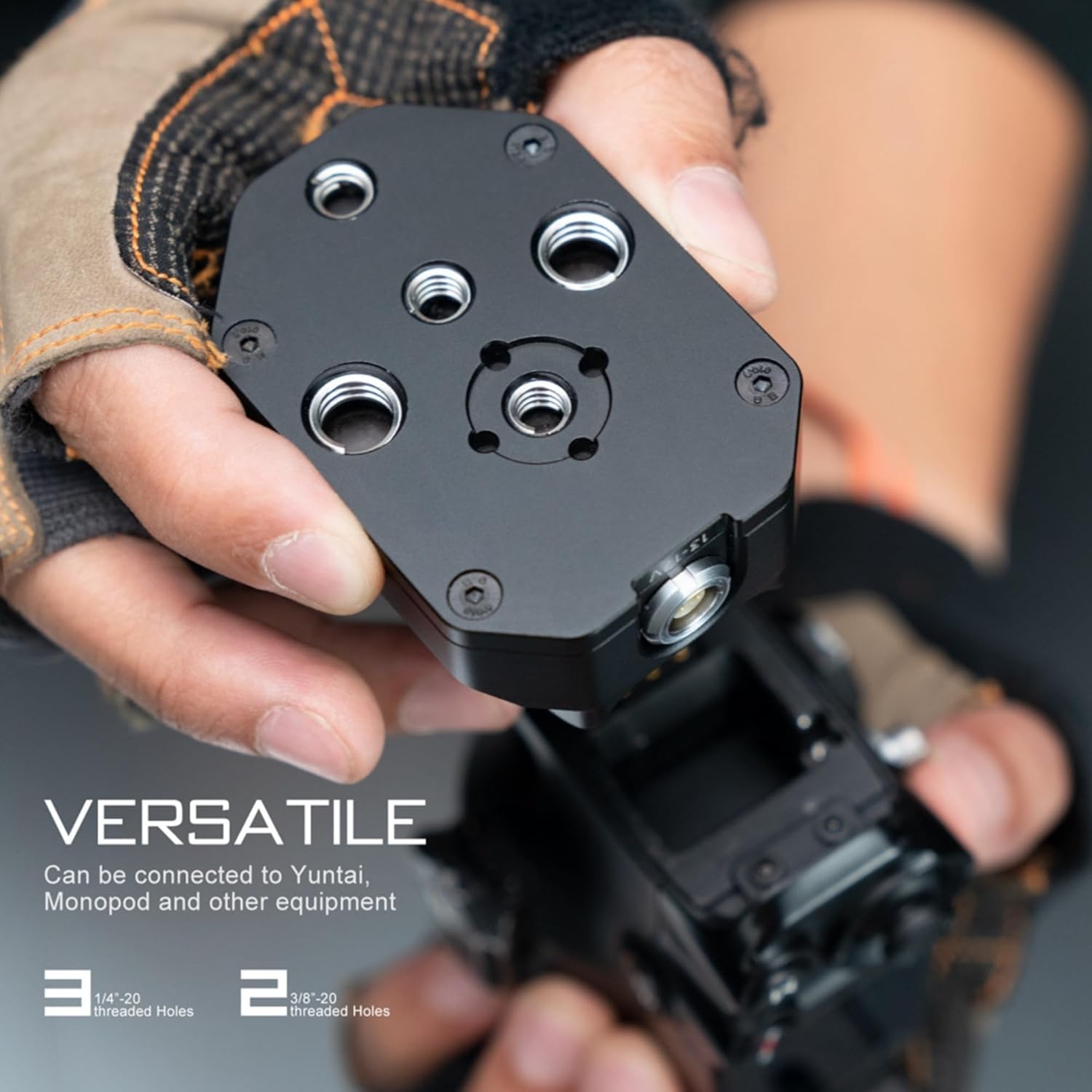 Power Supply Base Plate for DJI Ronin | Compatible with DJI Ronin RS3 Pro/ RS4/ RS4 Pro | Secure The DJI Ronin to Tripods, Sliders | Side Holding Bracket | 1/4-20 and 3/8-16 Threads | TGA-PBP