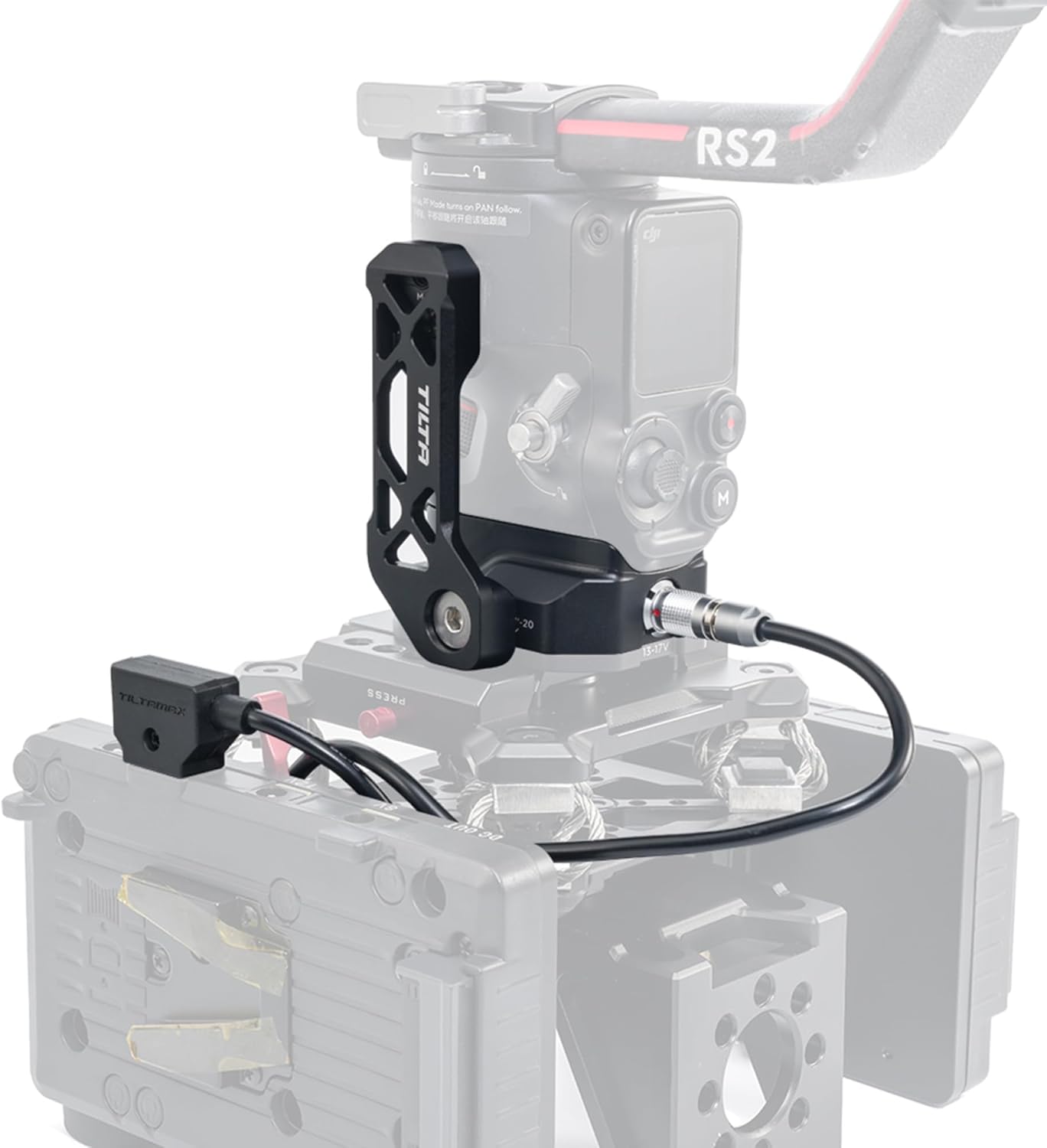 Power Supply Base Plate for DJI Ronin | Compatible with DJI Ronin RS3 Pro/ RS4/ RS4 Pro | Secure The DJI Ronin to Tripods, Sliders | Side Holding Bracket | 1/4-20 and 3/8-16 Threads | TGA-PBP