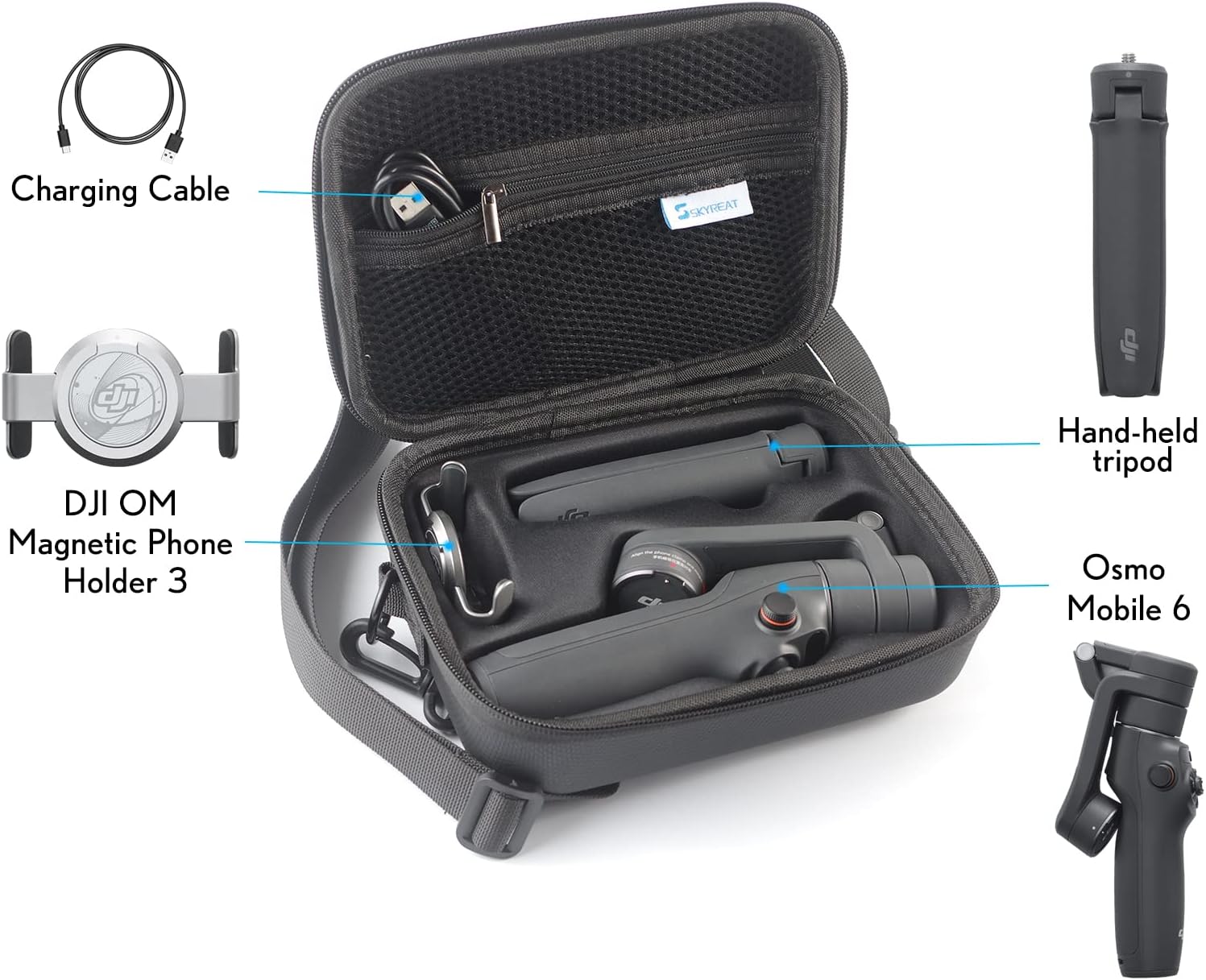 Skyreat Osmo Mobile 6 Case,PU Leather Portable Storage OM 6 Case Shoulder Bag for DJI OM 6 Smartphone Gimbal Stabilizer Accessories