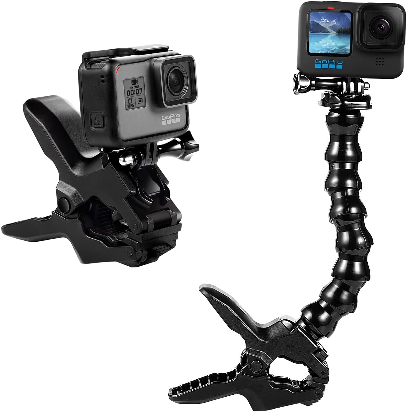 Suptig Jaws Flex Clamp Mount Gooseneck Mount for GoPro Hero 13 Hero 12 Hero 11 Hero 10 Hero 9 Hero 8 Hero 7 Hero 6 Hero 5 Hero 4 Session Hero 3+ Hero 3 Akaso EK7000 DJI osmo Arlo Action Cameras