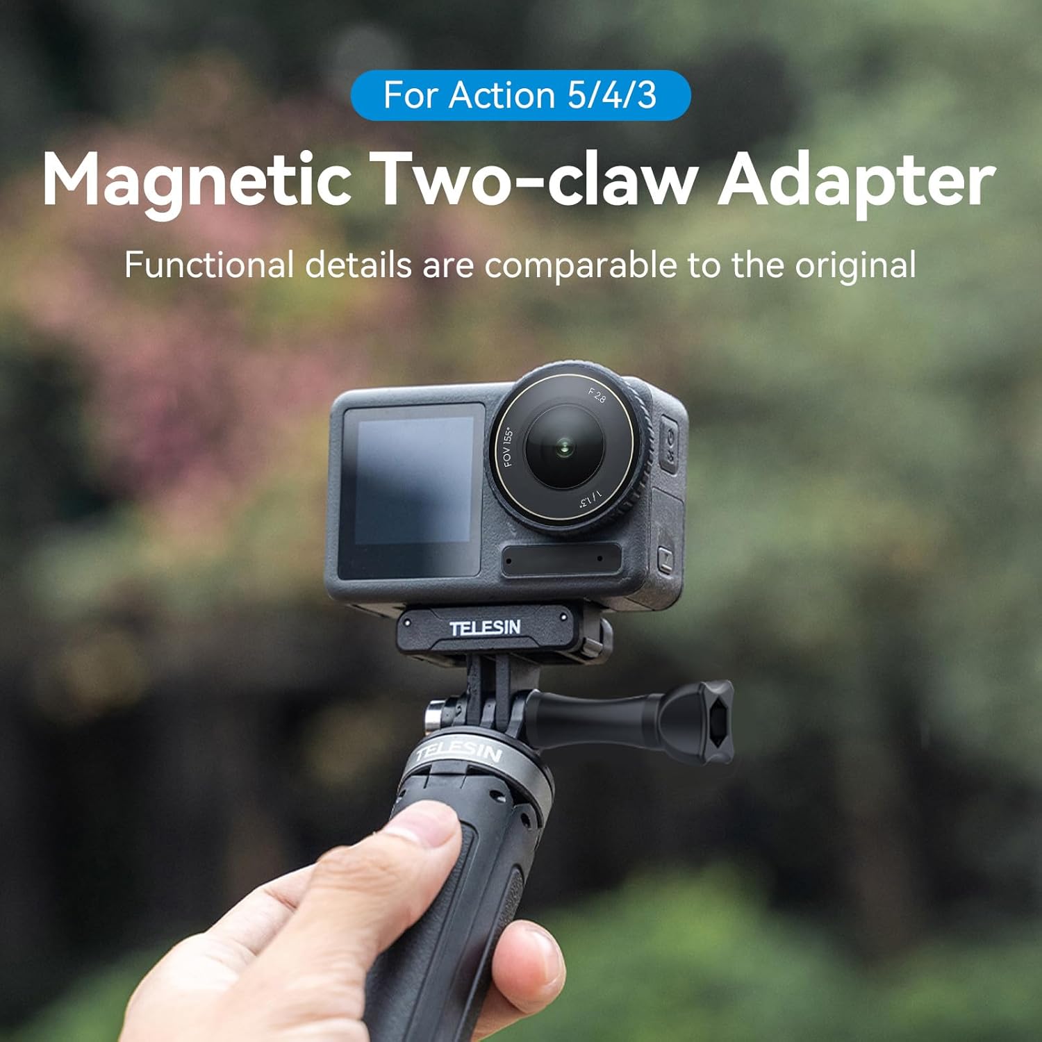 TELESIN Magnetic Adapter Mount for DJI Action 5pro/4/3 Quick Release Adapter with Connection Adapter - DJI Accessories, Attachable Tripod, Vlogging