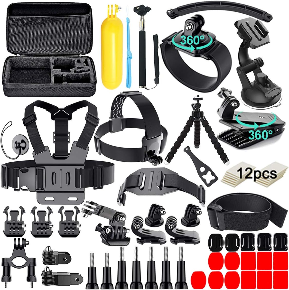 61 in 1 Action Camera Accessories Kit for AKASO EK7000 GoPro Hero 11 10 9 8 7 6 5 4 Hero Session Gopro Max Insta360 Xiaomi Yi DJI AKASO Campark Action Camera