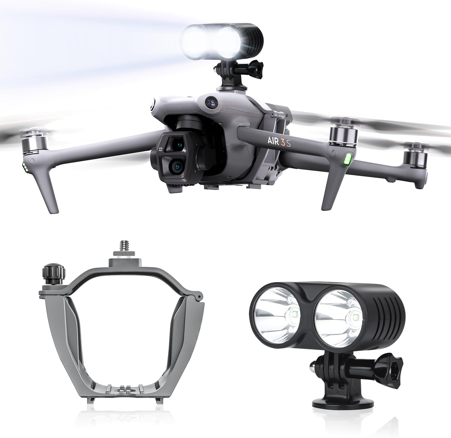 Air 3S/3 Night Lights with 1/4 Stud Screw Extension Bracket for DJI Air 3/3S Accessories,Suitable for Action4,for Gopro Sports Cameras