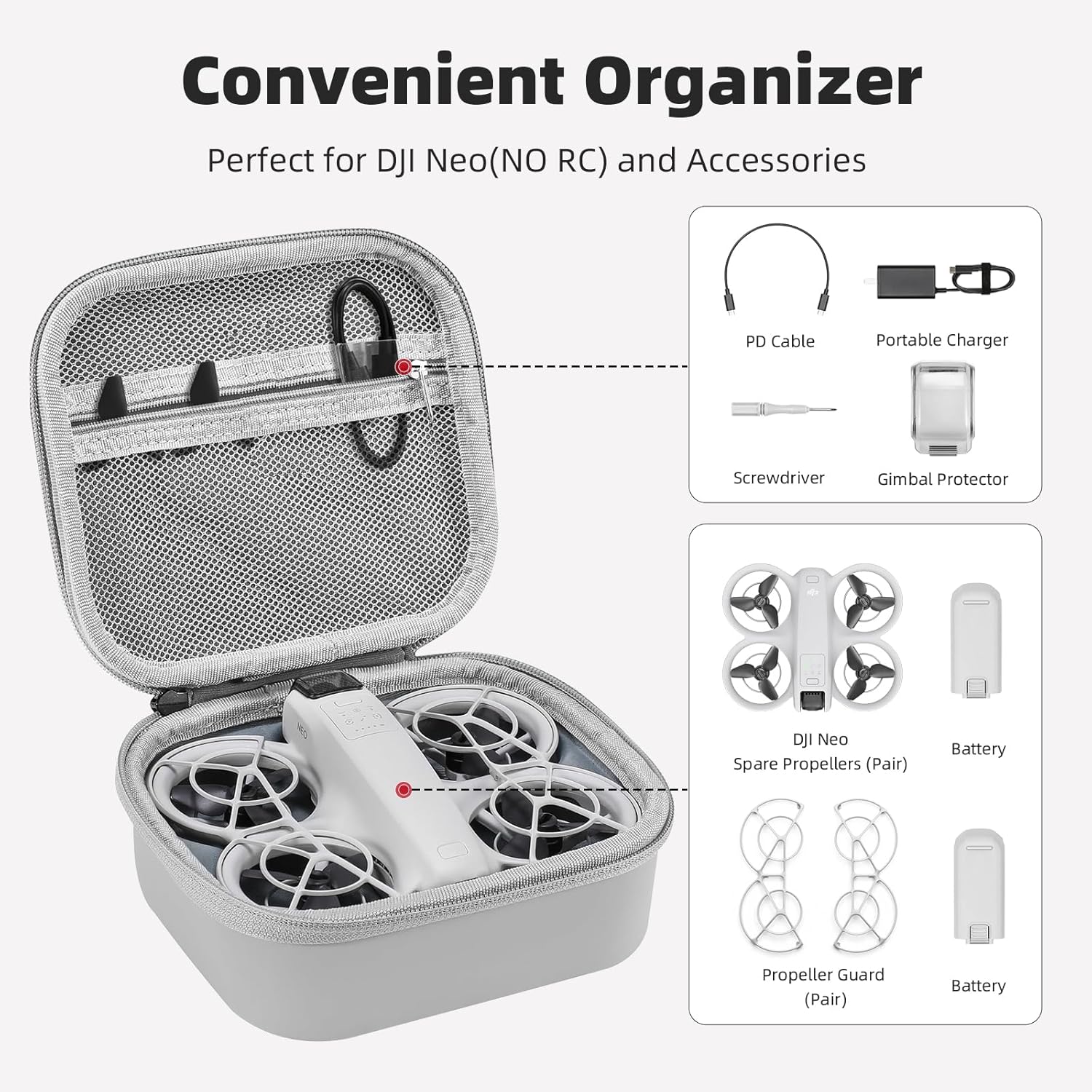 Case for DJI NEO, dji neo case Portable PU Storage Bag for DJI Neo Fly More Combo, Waterproof DJI Neo Drone Case Shoulder Bag for DJI Neo Accessories