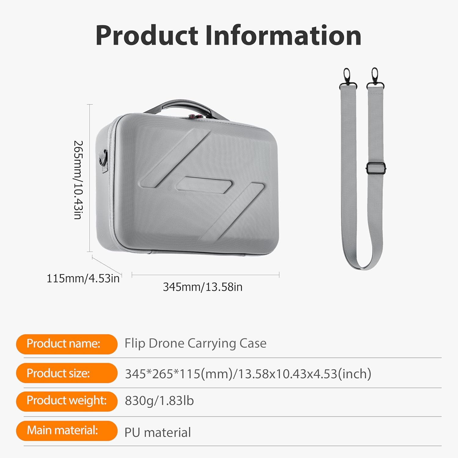 Flip Drone Case for DJI Flip Fly More Combo,Portable PU Leather Shoulder Bag Can Organizes RC2/RC-N3 Remote, 7 Original Batteries, Charging Hub, 65W Charger, Flip Drone and Other Accessories