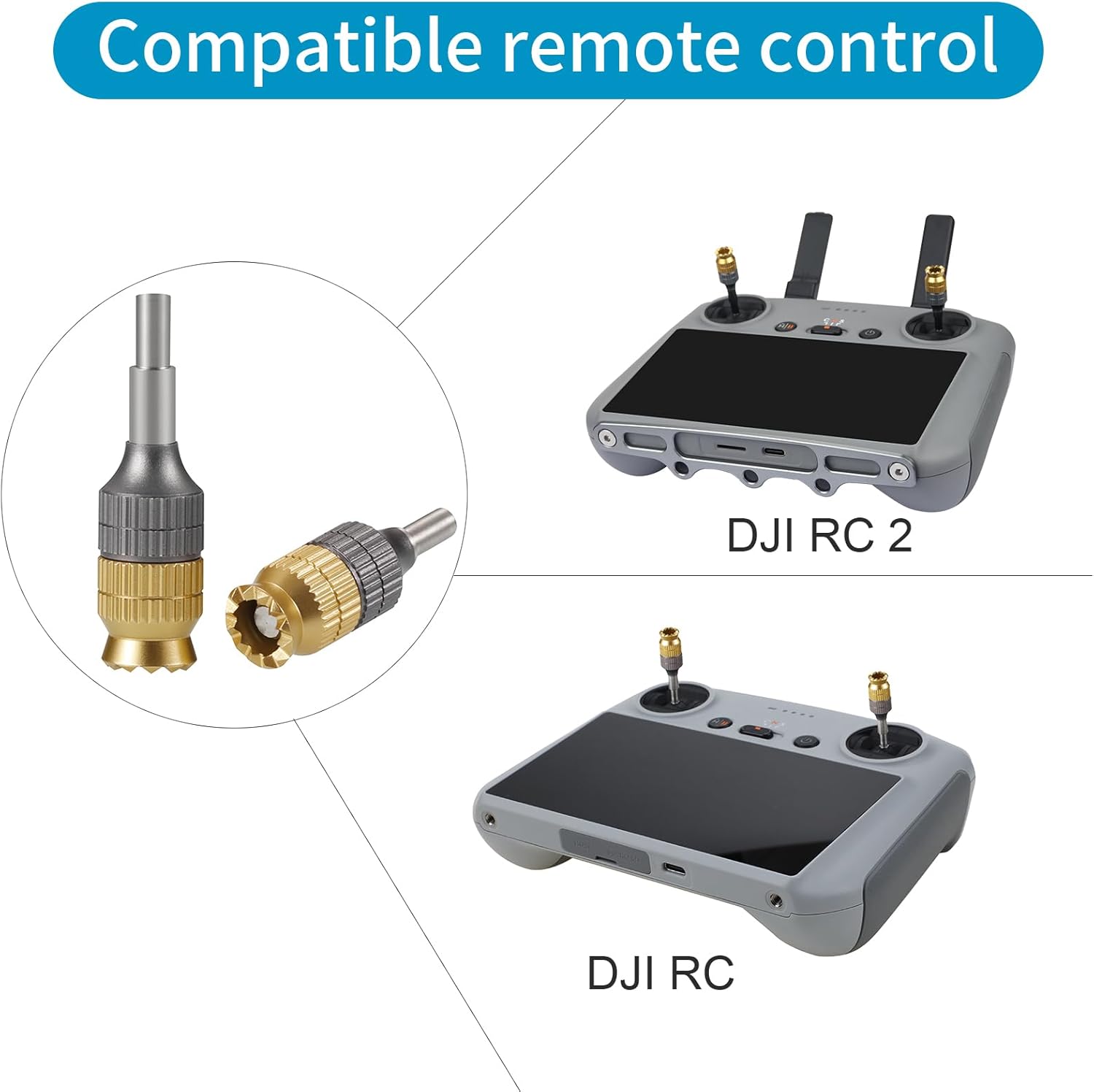 Hanatora Extension Joysticks Stick for DJI RC,RC 2(Air 3,Mini 4/3 Pro,Mini 3,Mavic 3 Classic/Pro Drone Controller), Aluminum Long Joy Sticks Thumb Accessories