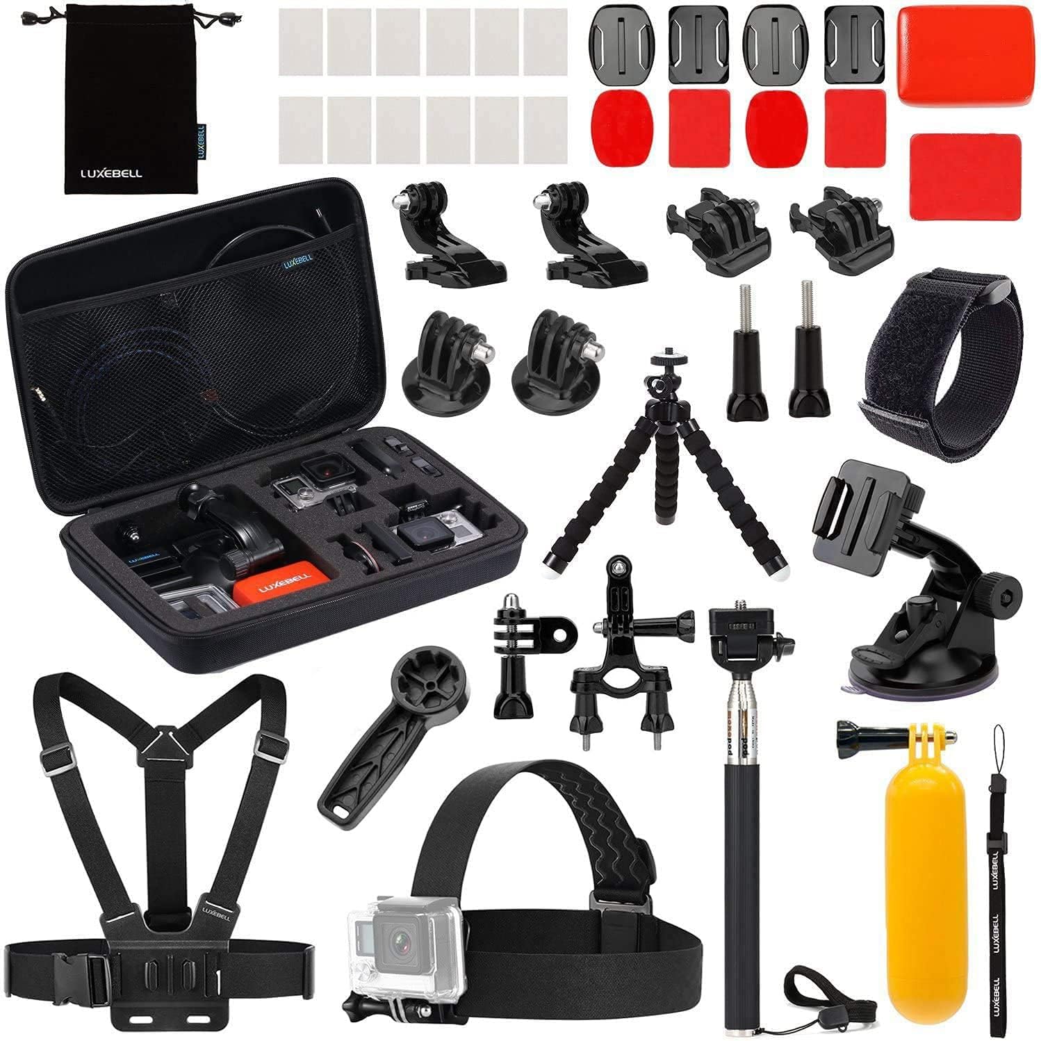 Luxebell Accessories Kit for AKASO EK5000 EK7000 4K WiFi Action Camera GoPro Hero 12 11 10 9 8 7 6 5/Session 5/Hero 4/3+/3/2/1 Max Fusion SJ4000 SJ5000 (14-in-1)