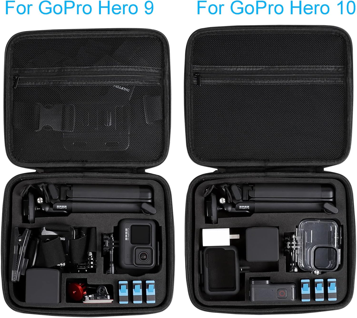 PellKing Hard Case for GoPro Hero 13/12/11/10/9/8/7/2018/6/5 Blcak/4 Silvery Action Camera, Accessories Carrying Storage Shoulder Bag With Strap for DJI Osmo Action 5/4/3 Insta360 Ace Pro