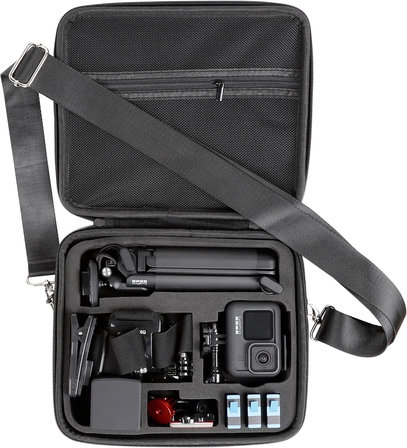 PellKing Hard Case for GoPro Hero 13/12/11/10/9/8/7/2018/6/5 Blcak/4 Silvery Action Camera, Accessories Carrying Storage Shoulder Bag With Strap for DJI Osmo Action 5/4/3 Insta360 Ace Pro