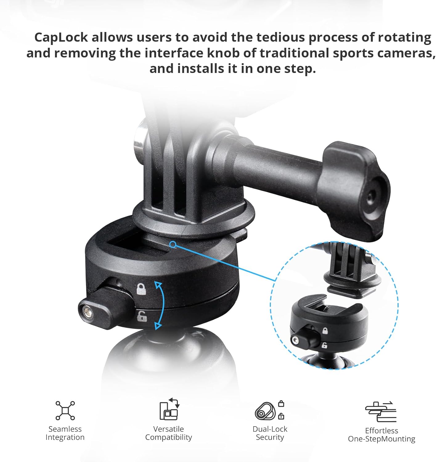 PGYTECH CapLock Suction Cup Car Mount Compatible with DJI OSMO Action 5 Pro/4/3, for Gopro Hero 13/12/11/10, for OSMO Pocket 3, for Insta360 Ace Pro 2/X4/X3/ONE RS/R, Action Camera with 1/4-20 Thread