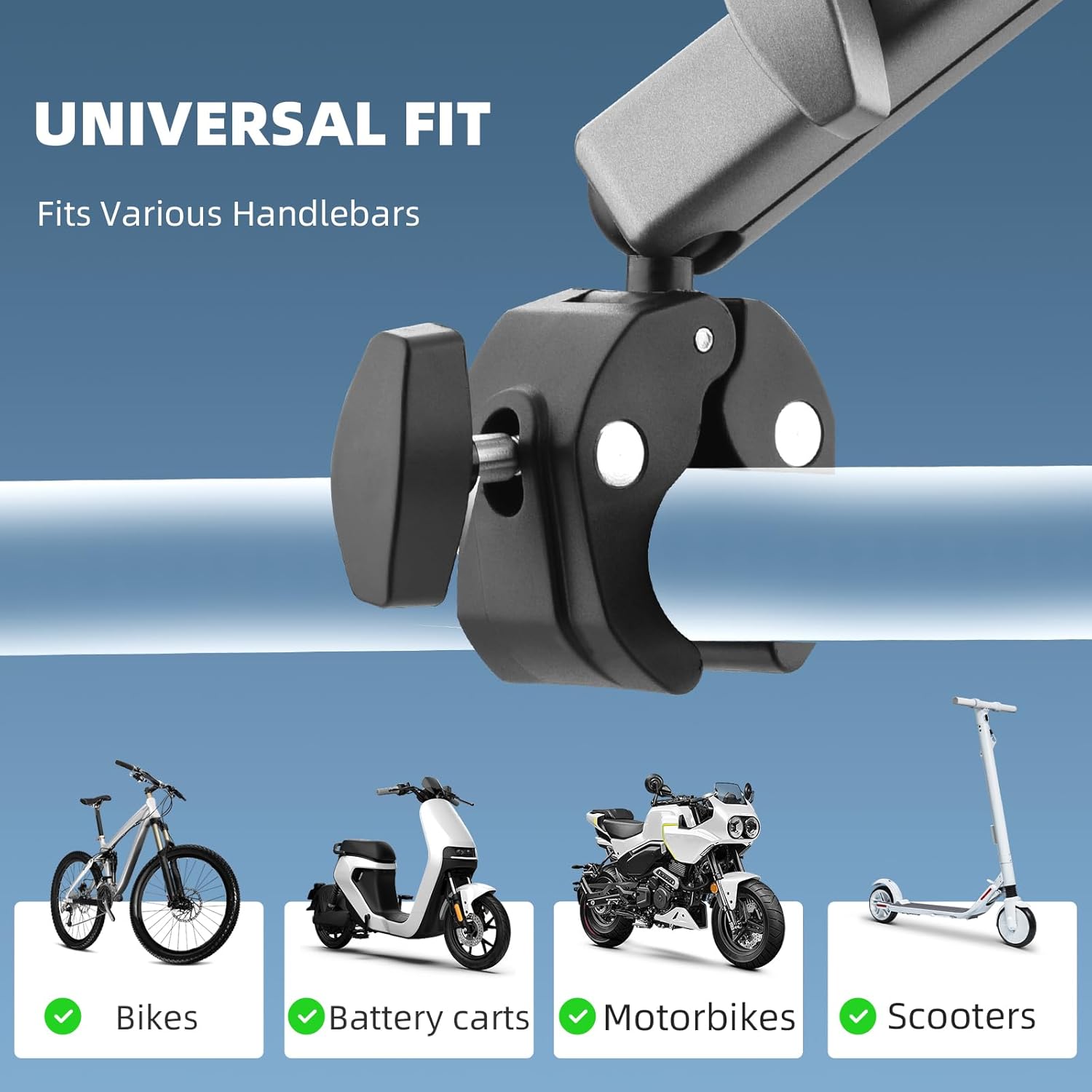 Pocket 3 Camera Bike Mount Clamp Motorcycle Handle Holder Aluminum for Insta360 X4 X3 Ace Pro Go 3S, for DJI Osmo Pocket 3 2 Mobile 6 4 Action 5 Pro 4 3, for GoPro 13 Max Hero Mini Accessories