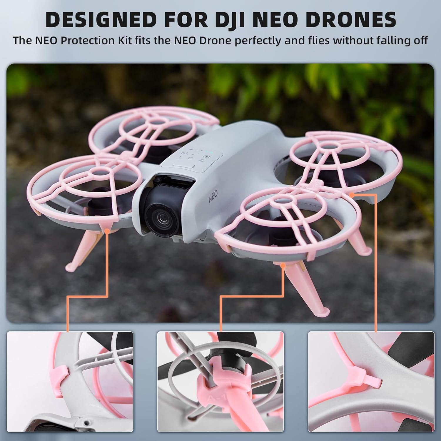 Propeller Guard+ Landing Gear Extensions for DJI Neo,Drone Protective Set Light Weight Props Guard Bumper Height Extended Leg for DJI Neo Accessories（Grey）