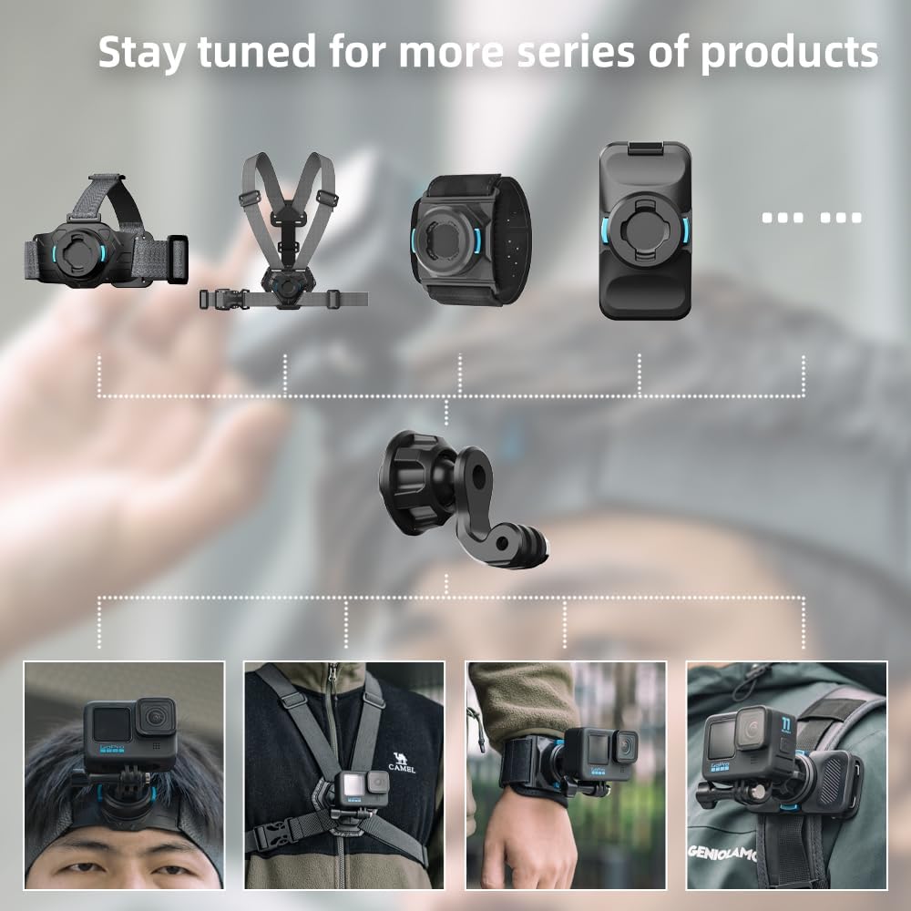 SUREWO Magnetic Head Strap Mount,Adjustable Head Belt Mount Compatible with Go pro Hero 13/12/11/10/9/8/7/6/5 Black,DJI Osmo Action 5 pro/4/3/2,Insta 360 and More