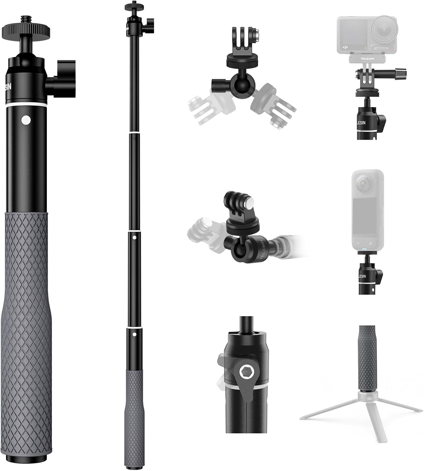 TELESIN 360° Waterproof Selfie Stick 25.75 w Hand Strap Underwater Dive Diving Extension Stick Pole Monopod for GoPro Max 12 11 10 9 8 7 Insta360 X3 GO3 Ace Pro DJI Action 5 Pro 4/3 Osmo Pocket 3