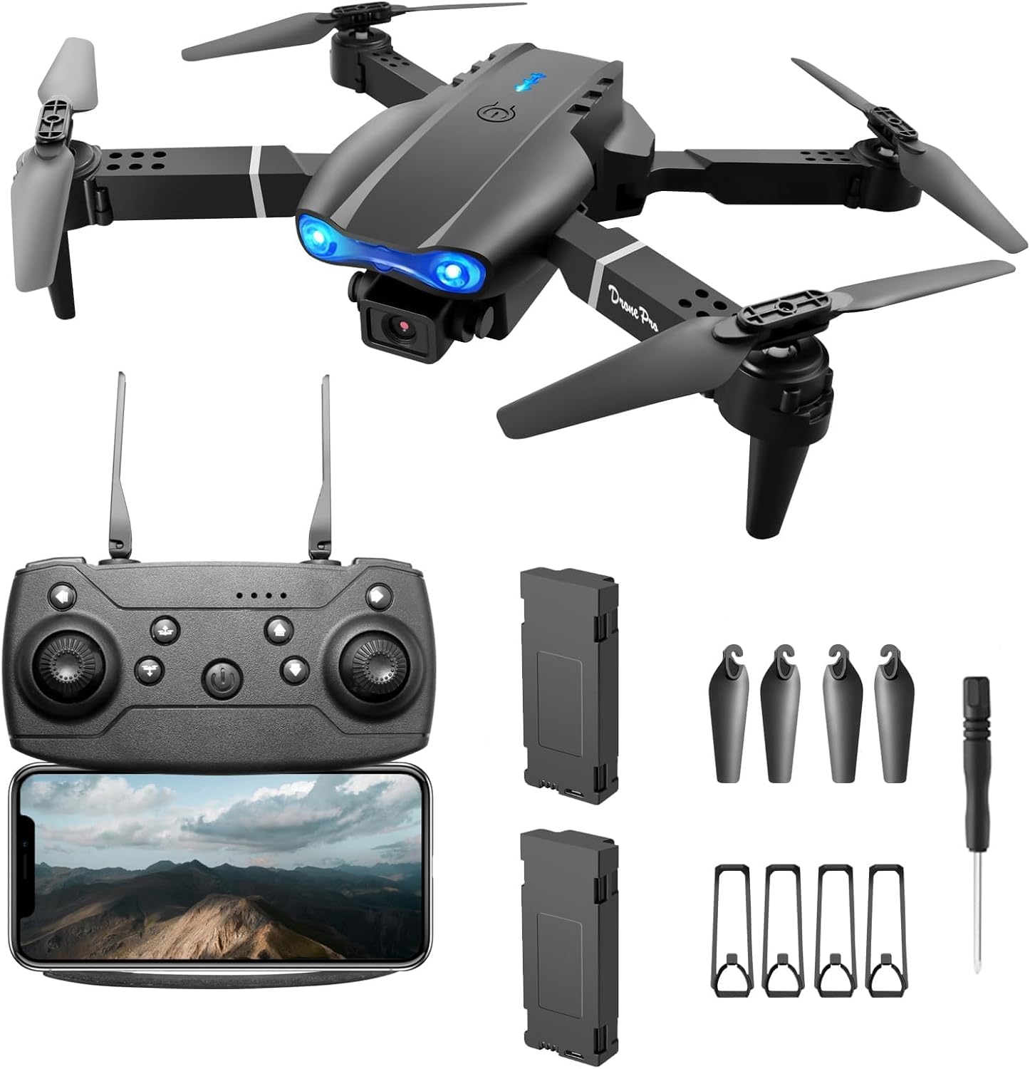 2024 Foldable Drone with 4K Dual Camera for Adults, RC Quadcopter WiFi FPV Live Video, Altitude Hold, Headless Mode