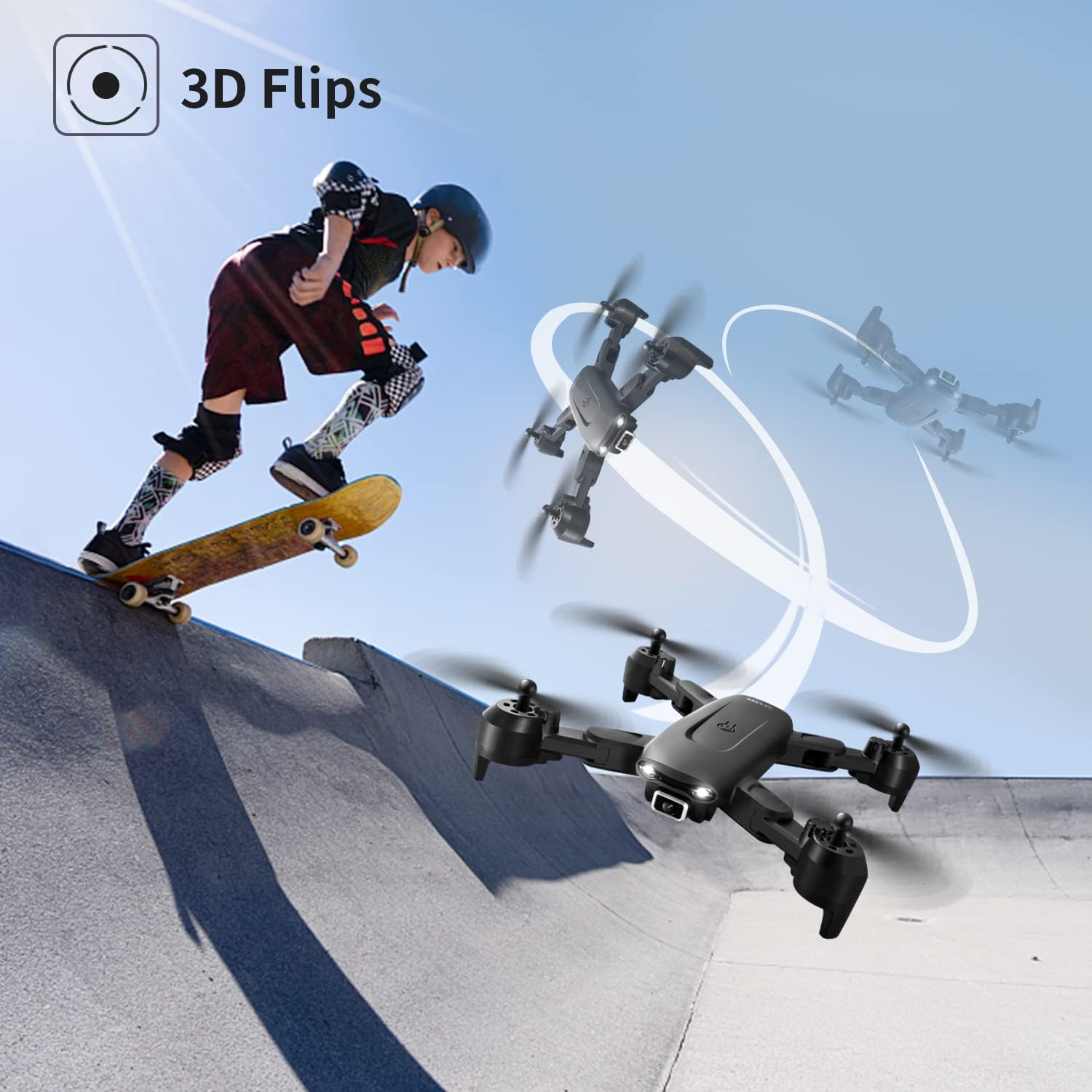 4DV12 Mini Drone with Camera,1080P Camera FPV Foldable RC Quadcopter, Drone for Adults Kids, Altitude Hold, Headless Mode, 3D Flips, App Control, Trajectory Flight, 2 Batteries