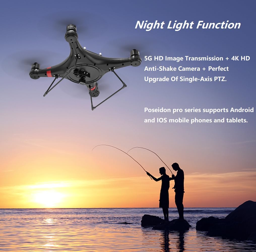 4K Camera Fishing Drone with Auto Drop Bait Release, 33mins GPS Drones 3KG Payload Waterproof Drone for Adults Fisherman (standard+extra battery)