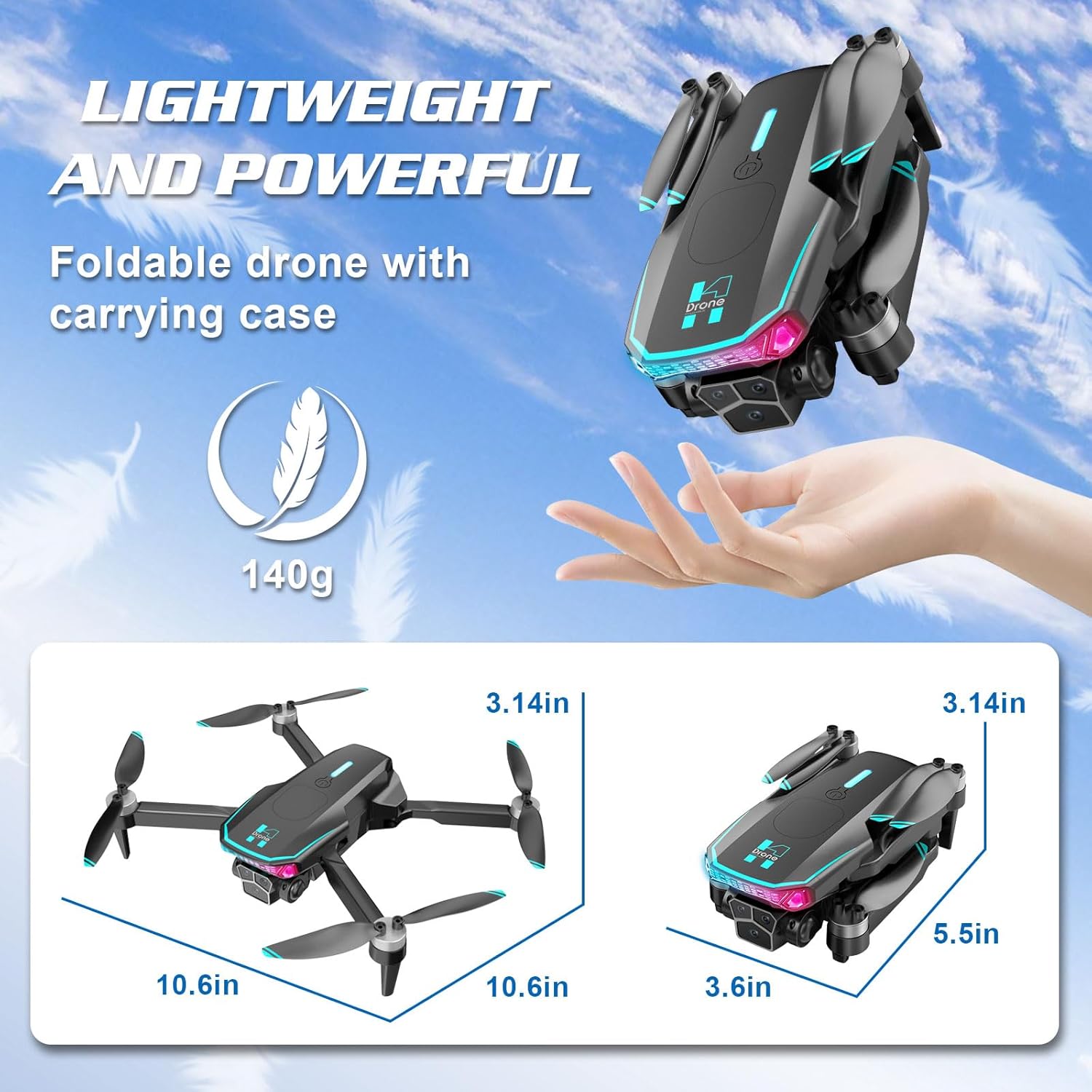 Brushless Motor Drones with Camera for Adults 4k Camera 2 Batteries One Key Start RC Quadcopter Drone for Beginner kids Adults Toys Gifts for Boys and Girls