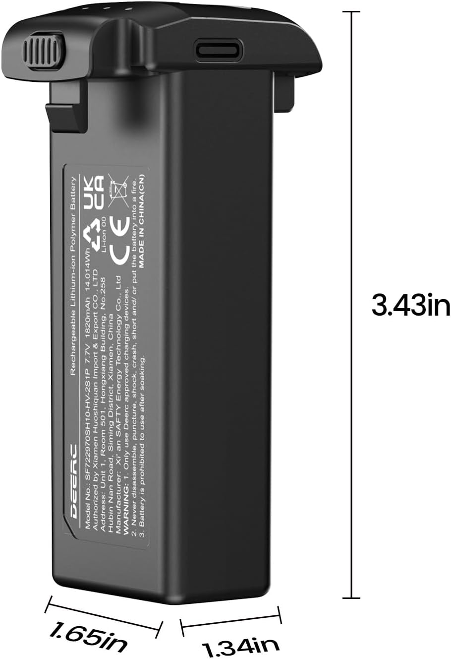 DEERC D65 Intelligent Modular Drone Battery, 7.7V 1820mAh Lithium-ion Battery, Battery for D65 GPS Drones with Camera for Adults 4K, Provide 26 Minutes of Drone Flight time, D65 Accessories