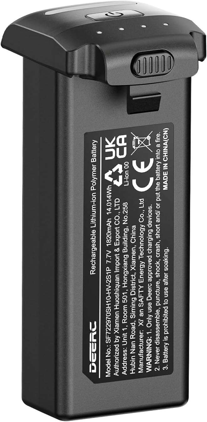 DEERC D65 Intelligent Modular Drone Battery, 7.7V 1820mAh Lithium-ion Battery, Battery for D65 GPS Drones with Camera for Adults 4K, Provide 26 Minutes of Drone Flight time, D65 Accessories