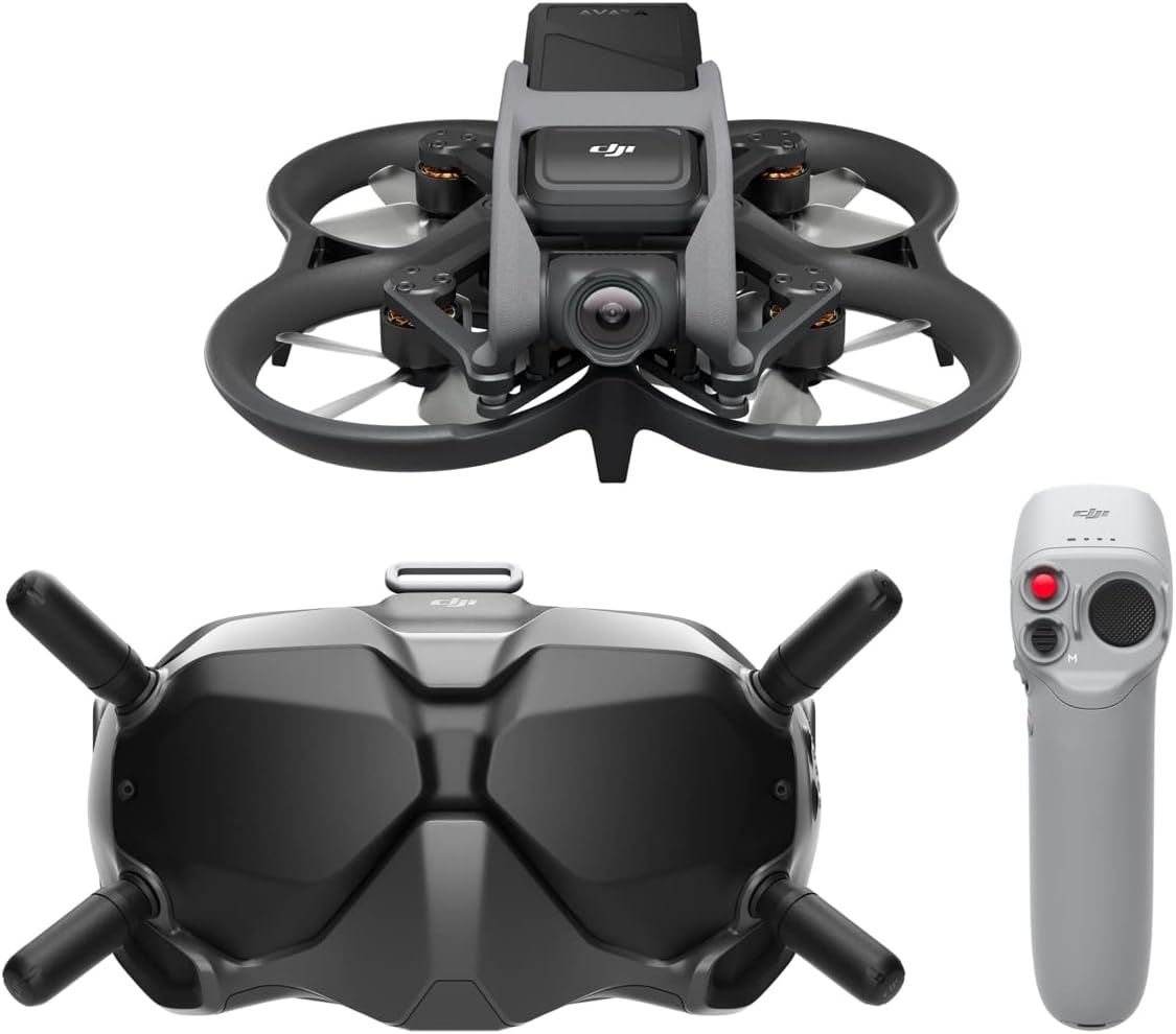 DJI Avata Fly Smart Combo (DJI FPV Goggles V2) - First-Person View Drone UAV Quadcopter with 4K Stabilized Video, Super-Wide 155° FOV, Built-in Propeller Guard, HD Low-Latency Transmission, Black