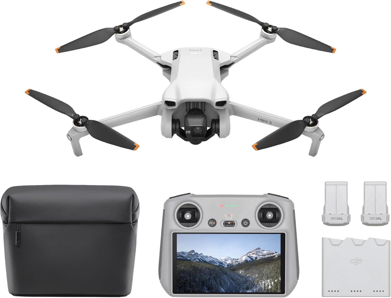 DJI Mini 3 Fly More Combo (DJI RC), Drones with Camera for Adults 4K, 3 Batteries for 114-min Flight Time, Vertical Shooting, 32800ft (10km) Video Transmission, Lightweight Mini Drone for Beginners