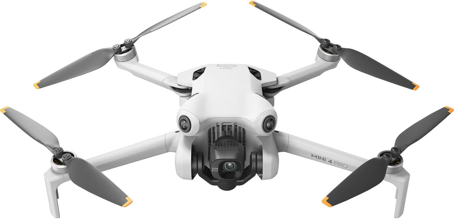 DJI Mini 4 Pro Folding Drone with RC 2 Remote (With Screen) Fly More Combo, 4K HDR Video Camera for Adults, Under 249g, Omnidirectional Sensing, 3 Batteries Bundle with 128 gb SD Card Strobe Lights and More