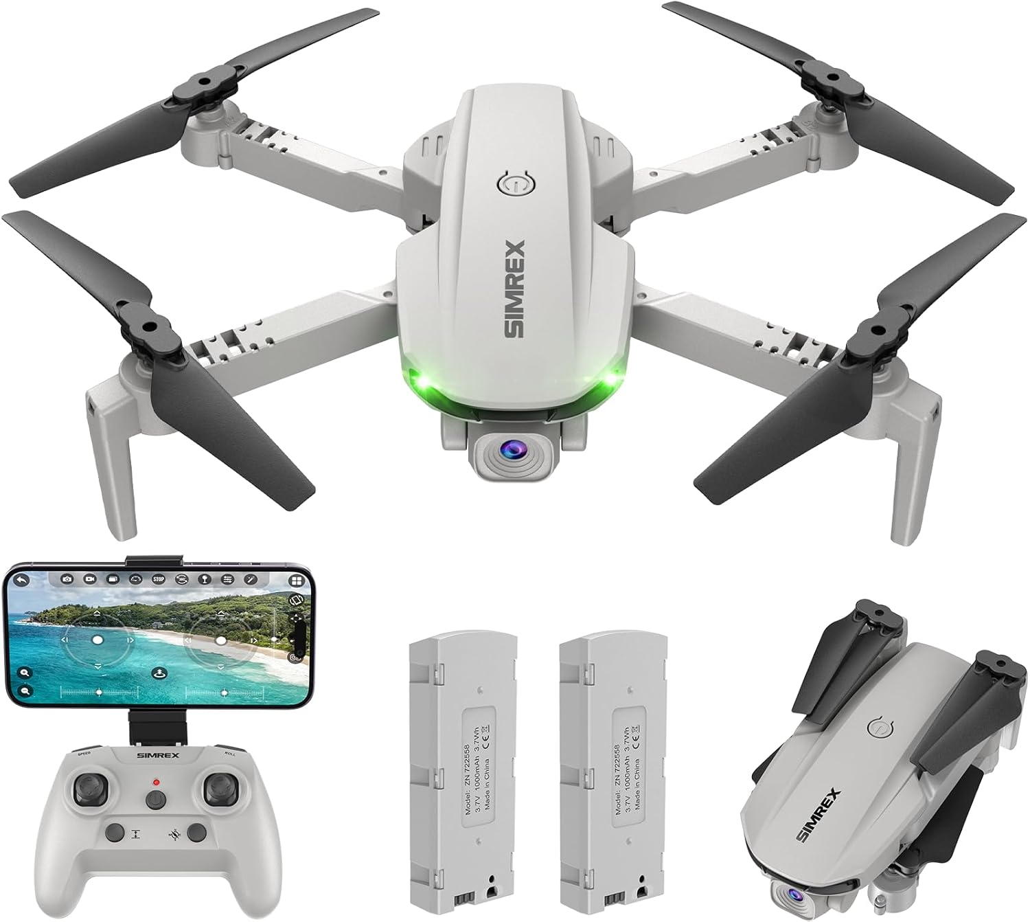 Drone With 1080P FPV Camera for Adults - Quadcopter Drone with Hover Stable, Foldable Mini Drones With One Key Start, Waypoint Fly, Headless Mode, Auto-Follow, 3D Flip, 3 Speeds, 2 Batteries, Easy for Beginners