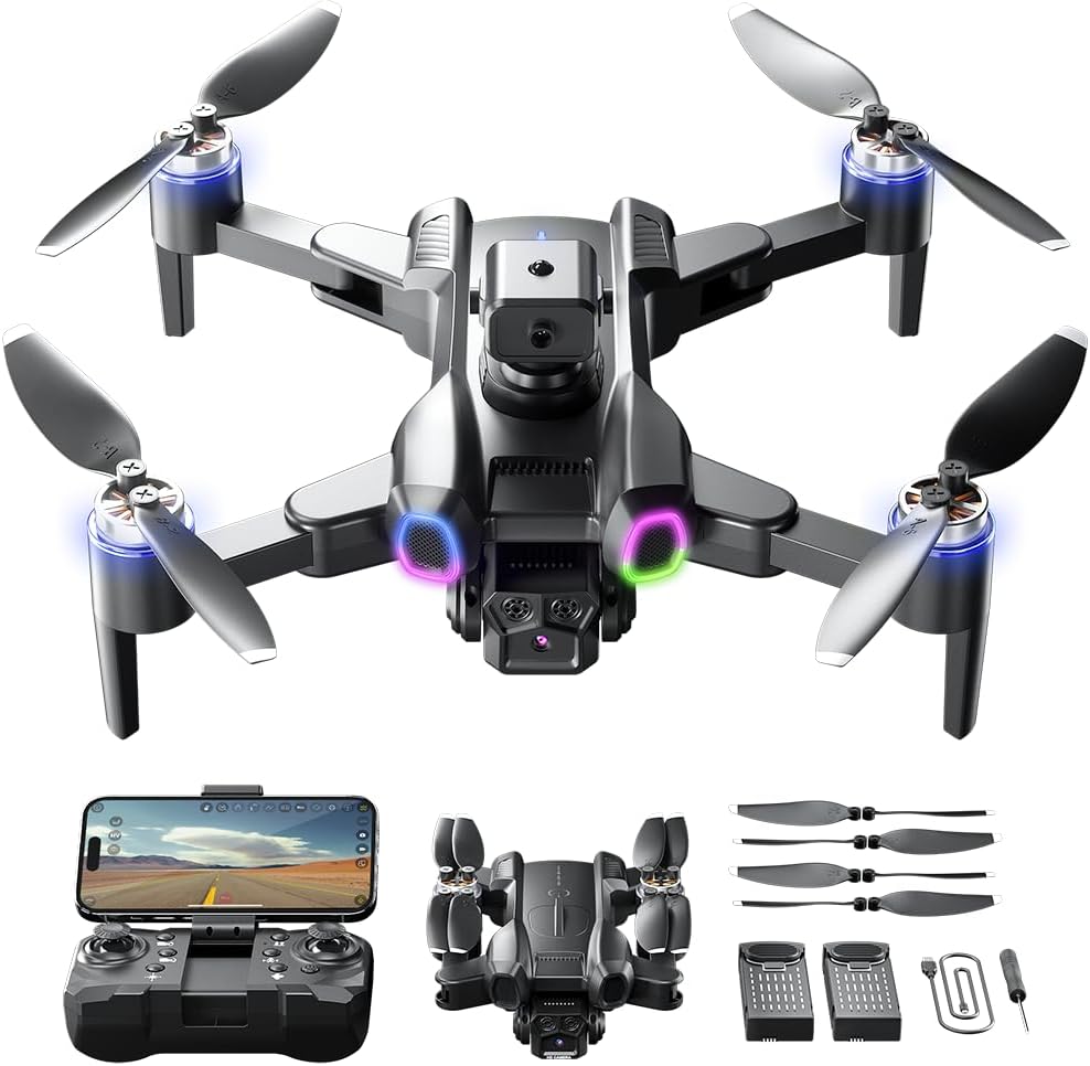 Drone with 4K Camera for Adult Beginners Kids, Brushless, Foldable Remote Control Quadcopter with FPV Live Video, Gestures Selfie, Altitude Hold, One Key Take Off/Landing, 3D Flips, Headless Mode