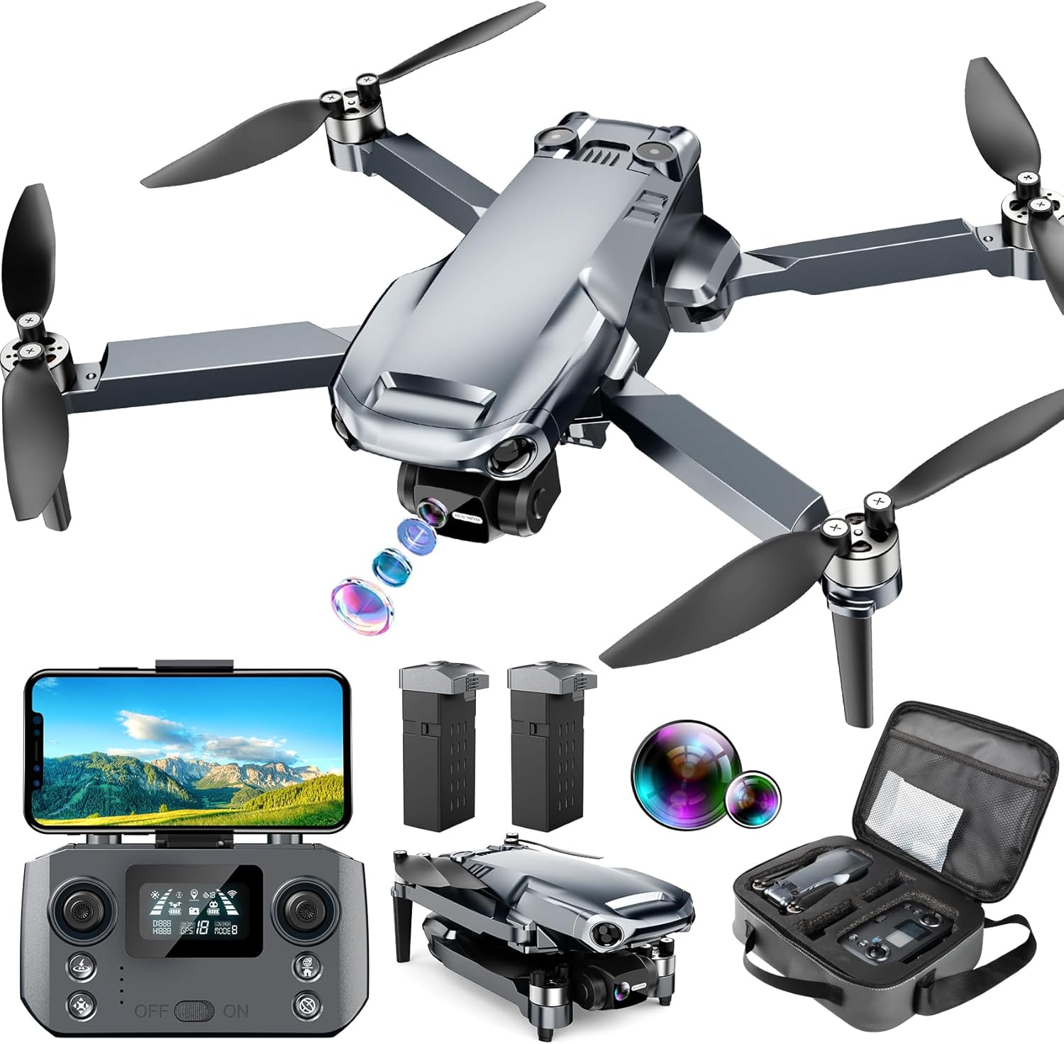 Drone with 4K Camera RC Quadcopter for Adults, 1640ft Long Range Video Transmission, 3-Axis Gimbal, 46Mins Flight Time GPS Auto Return and Follow Me, Circle Fly, Waypoint Fly, Altitude Hold