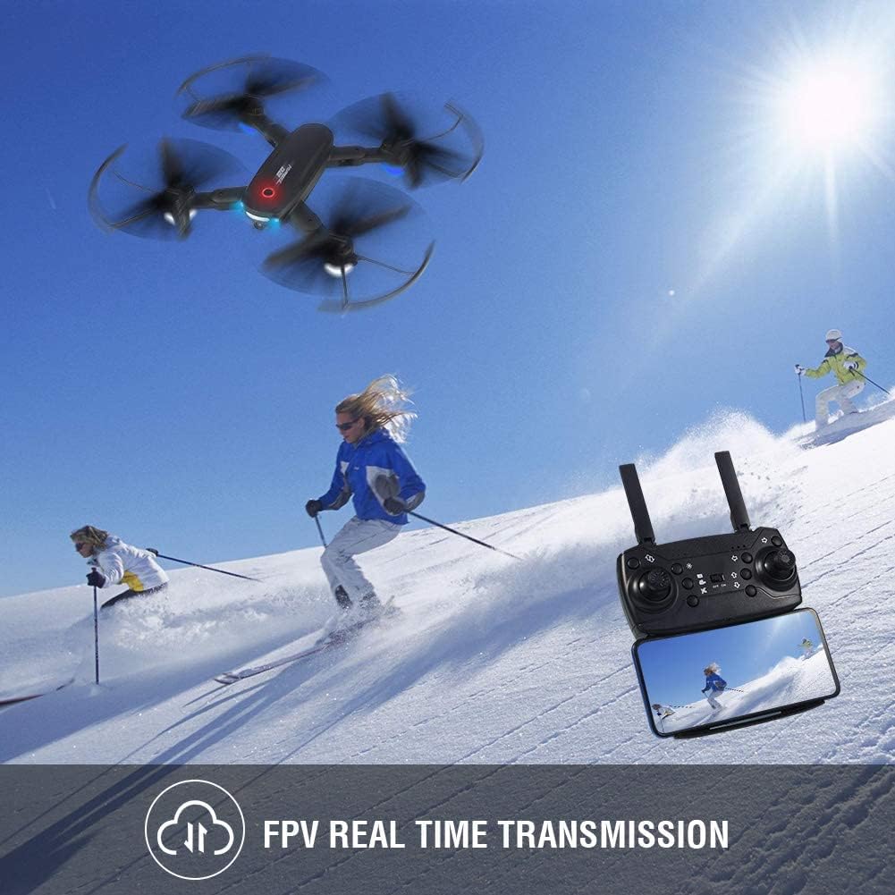 Drone with 720P Camera for Adults - R10 Foldable WiFi FPV RC Quadcopter - Altitude Hold - Gesture Photography - APP Control - Includes 2 Batteries