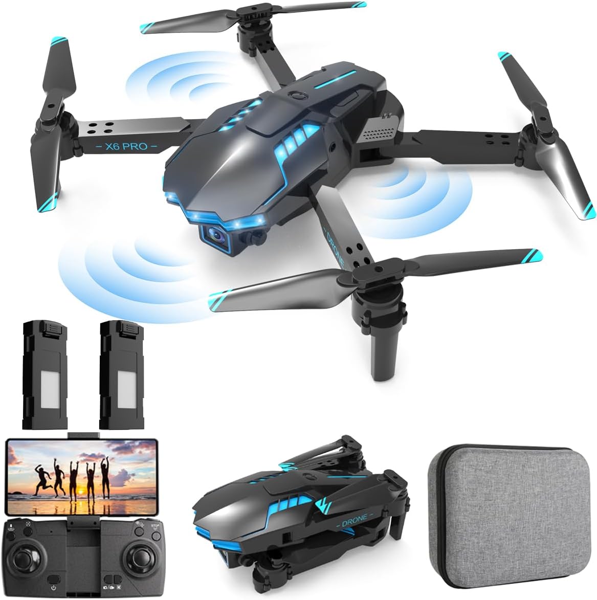 Drone with Camera 1080P for Kids and Adults, RC Quadcopter Foldable FPV Drone for Beginners, Toys Gifts for Boys and Girls