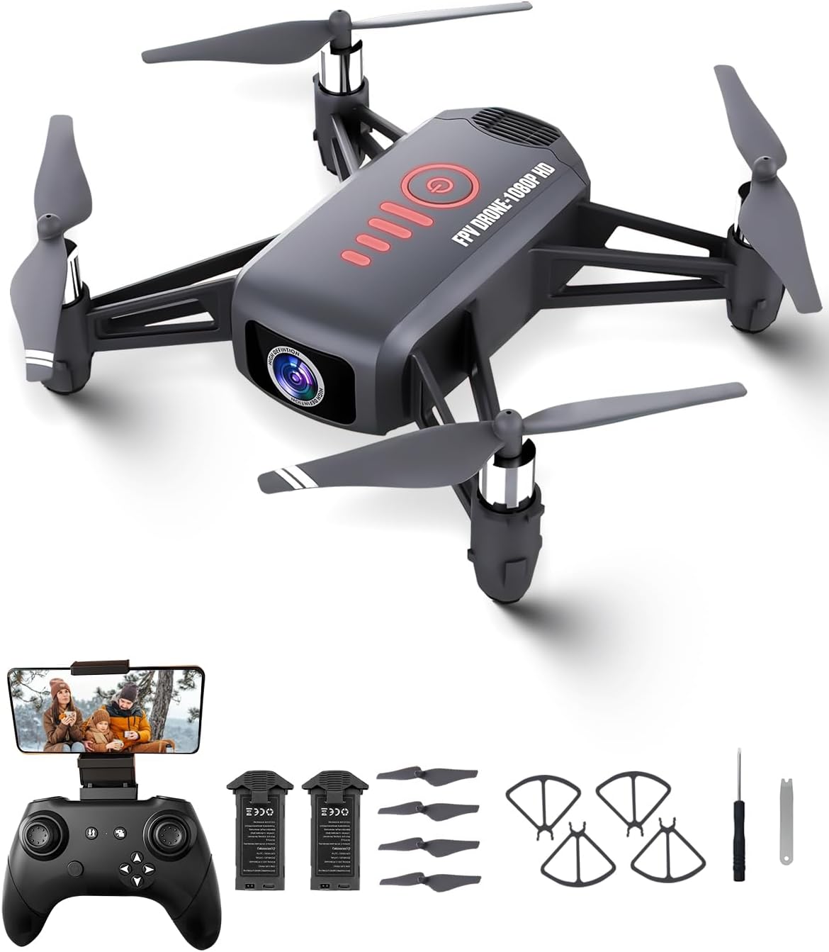 Drone with Camera, 1080P FPV Mini Drones for kids 8-12 and Adults, 2 Batteries, Altitude Hold, Headless Mode, 360°Flip, Gravity Control, Gestures Selfie, 3 Speed Mode, Drone Gift Toy for Boys Girls