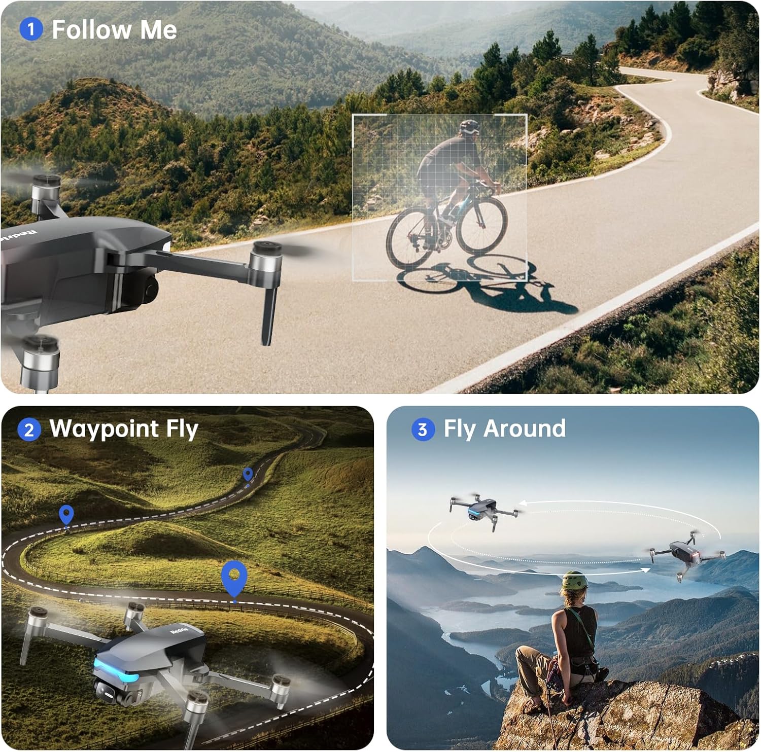 Drone with Camera 4K for Adults Beginners, Drone with GPS, Brushless Motor, Auto Return, Follow Me, Tap Fly, Circle Fly,One Key Start, 45 Mins Long Flight, Under 249g