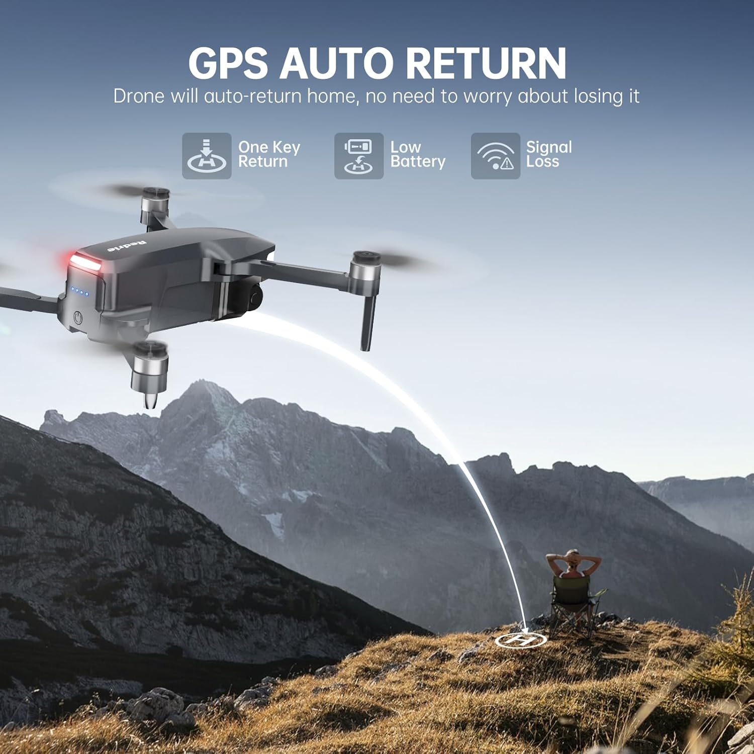 Drone with Camera 4K for Adults Beginners, Drone with GPS, Brushless Motor, Auto Return, Follow Me, Tap Fly, Circle Fly,One Key Start, 45 Mins Long Flight, Under 249g